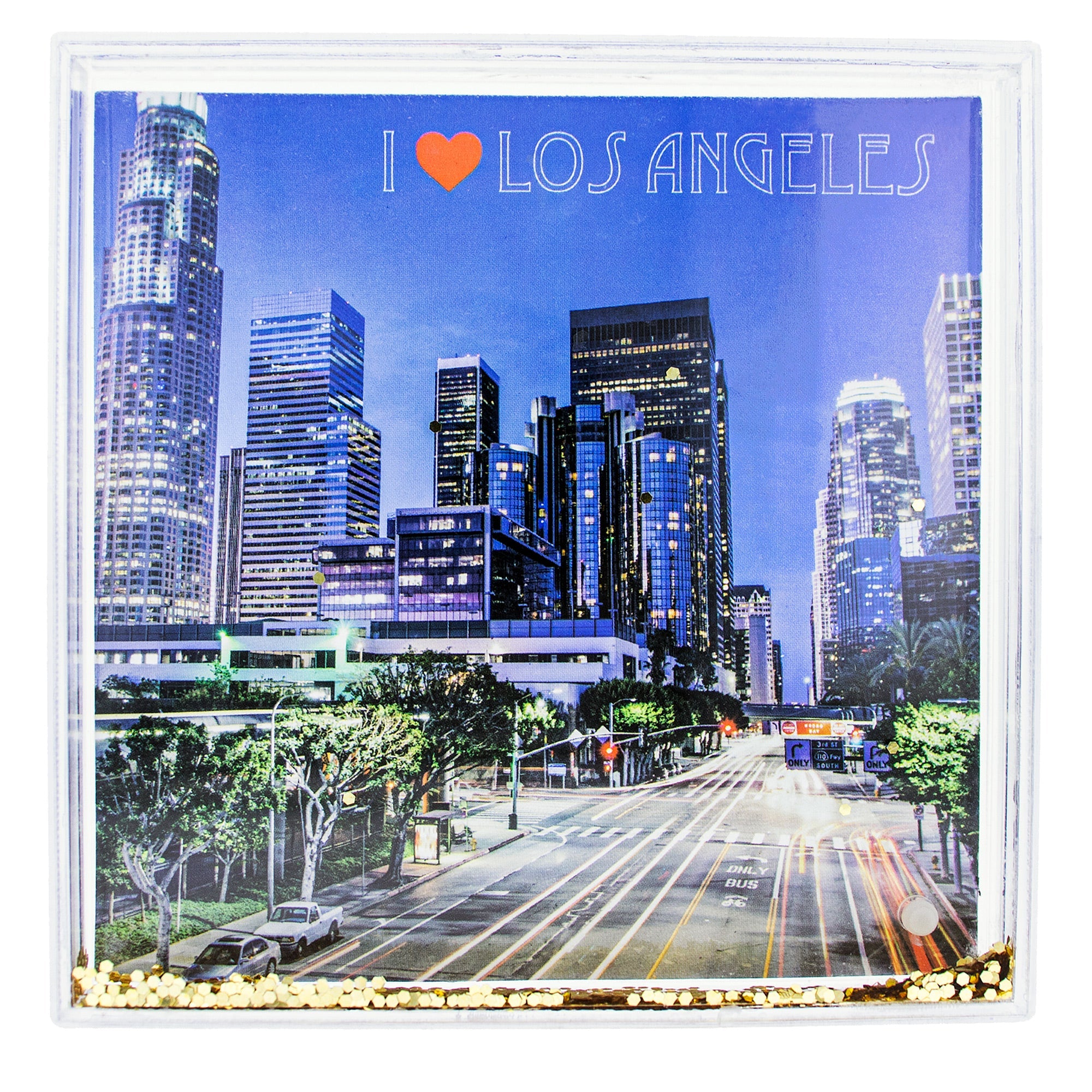 Los Angeles Clear Acrylic Square Water Globe Picture Frame