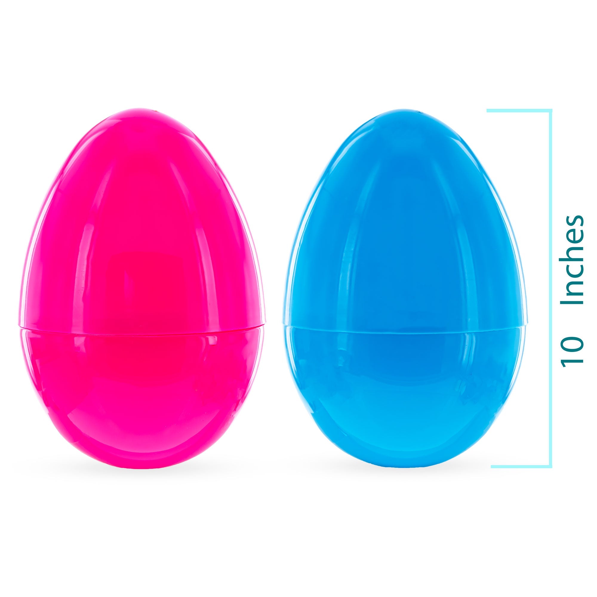 Set Of 2 Pink And Blue Giant Jumbo Size Fillable Plastic Easter Eggs 10 Inches