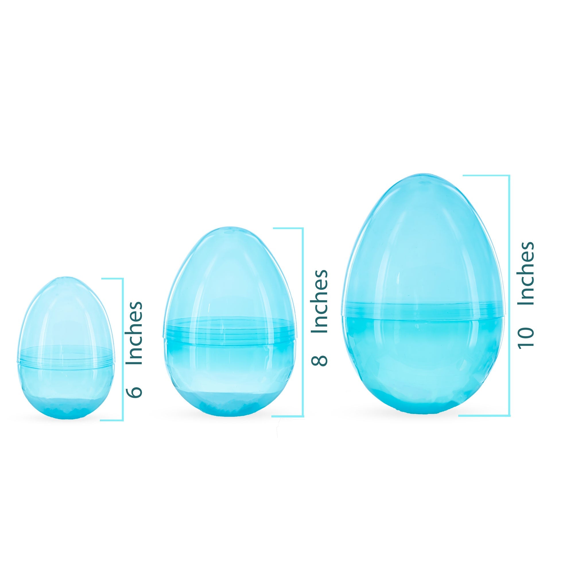 Blue Skies And Big Surprises: Set Of 3 Jumbo Size Giant Fillable Plastic Easter Eggs, All 10 Inches