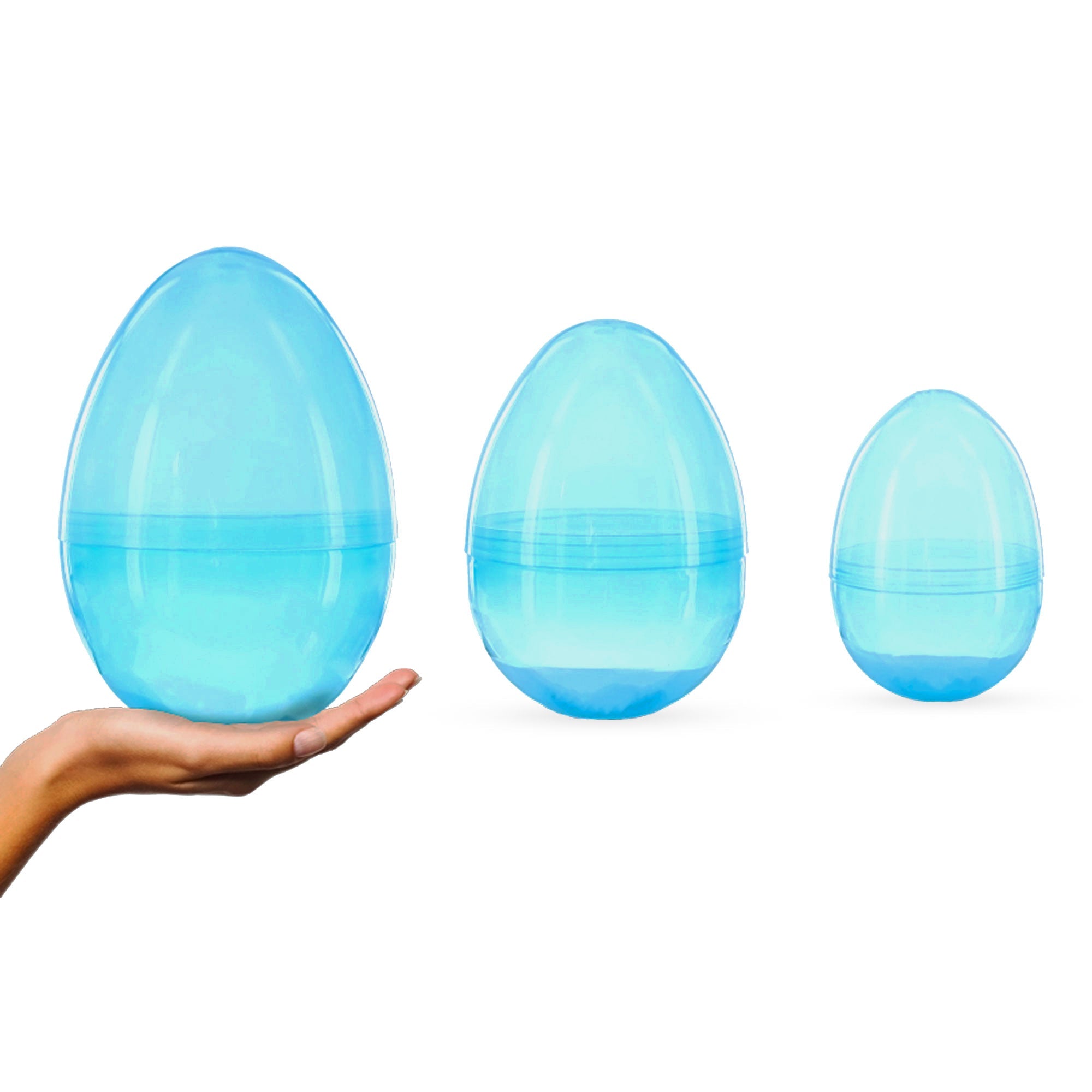 Blue Skies And Big Surprises: Set Of 3 Jumbo Size Giant Fillable Plastic Easter Eggs, All 10 Inches