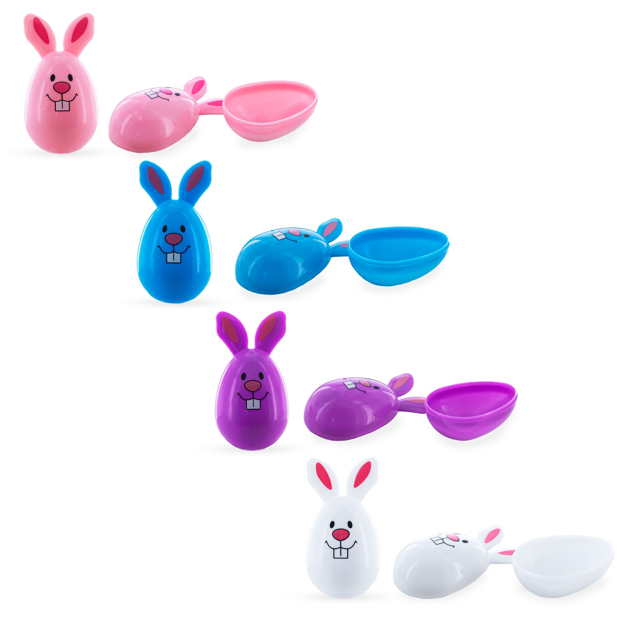 Sweet Bunny Surprise: Set Of 16 Fillable Rabbit-shaped Plastic Easter Eggs, 3.25 Inches