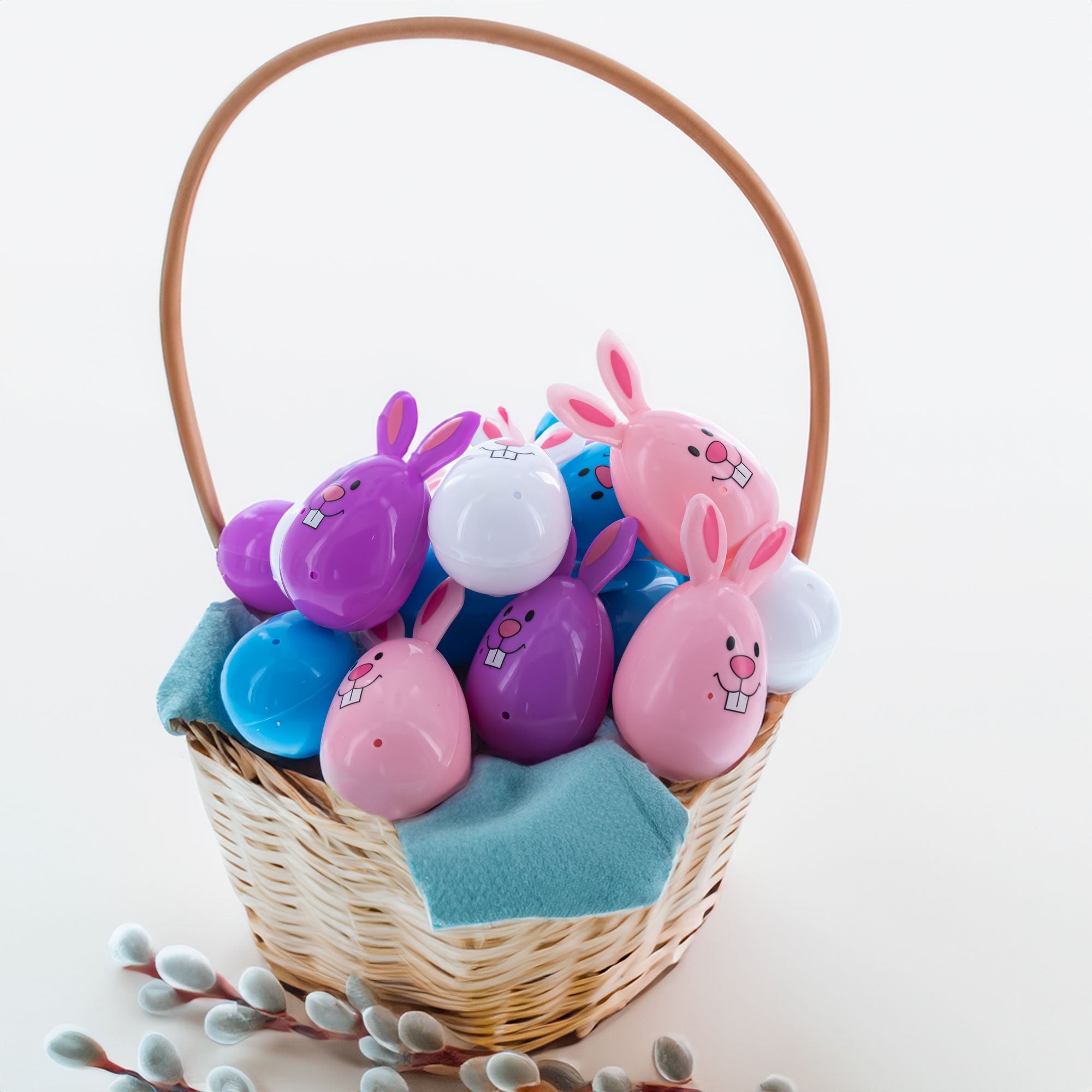 Sweet Bunny Surprise: Set Of 16 Fillable Rabbit-shaped Plastic Easter Eggs, 3.25 Inches