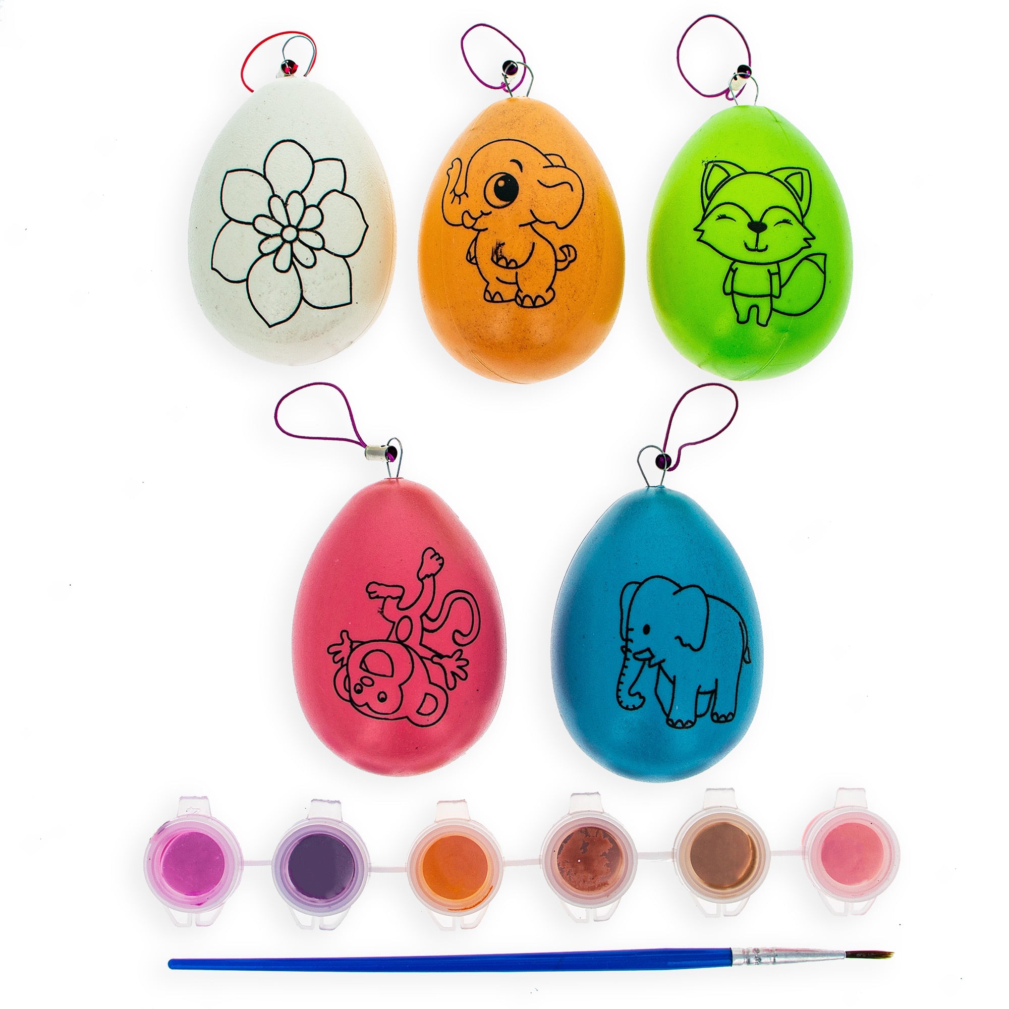 Colorful Easter Delights: Set Of 5 Multicolored Solid Plastic Easter Egg Ornaments 4.75 Inches