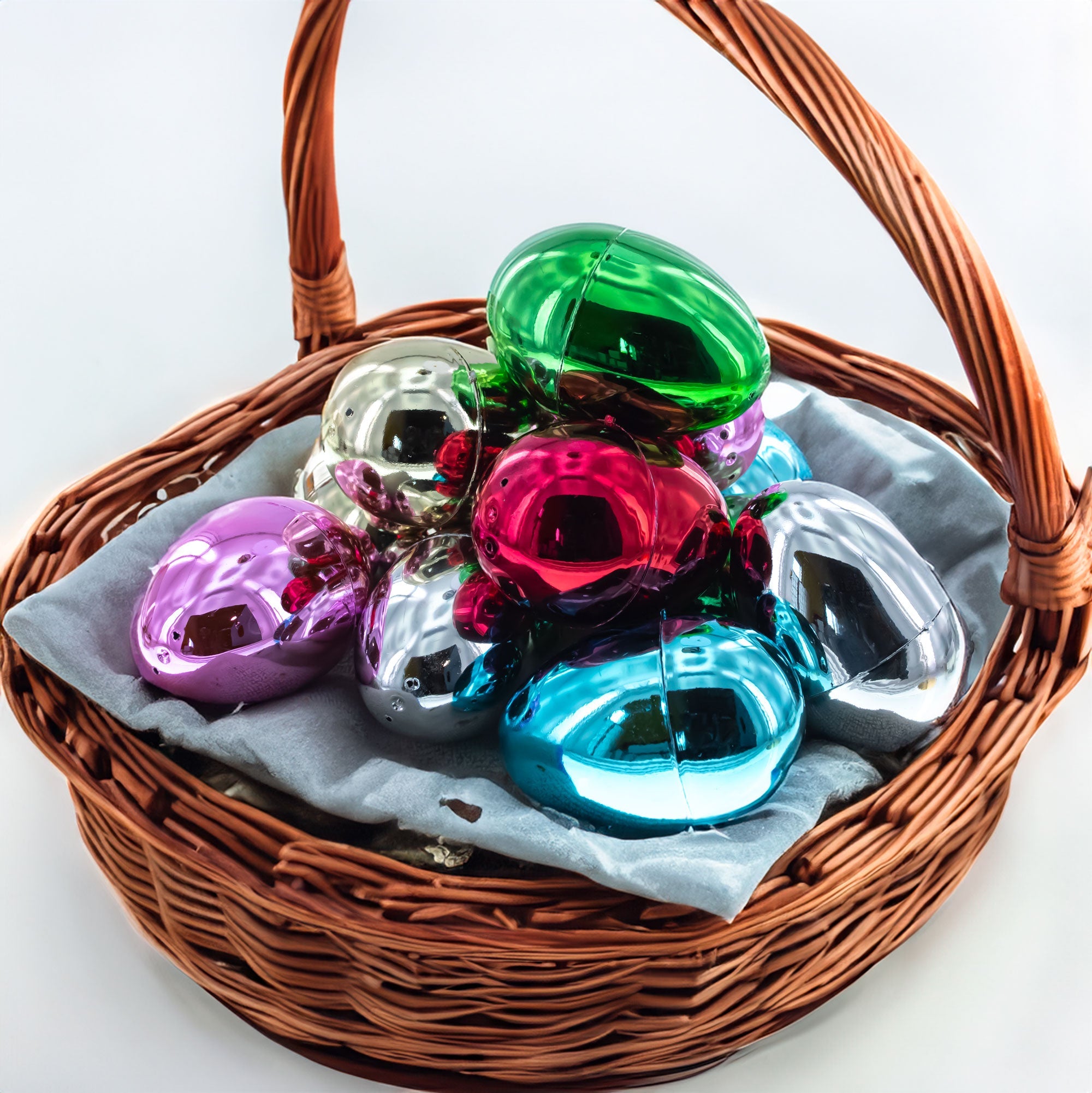 Shiny Metallic Easter Eggs: Set Of 12 Multicolored Plastic Eggs, 3.05 Inches