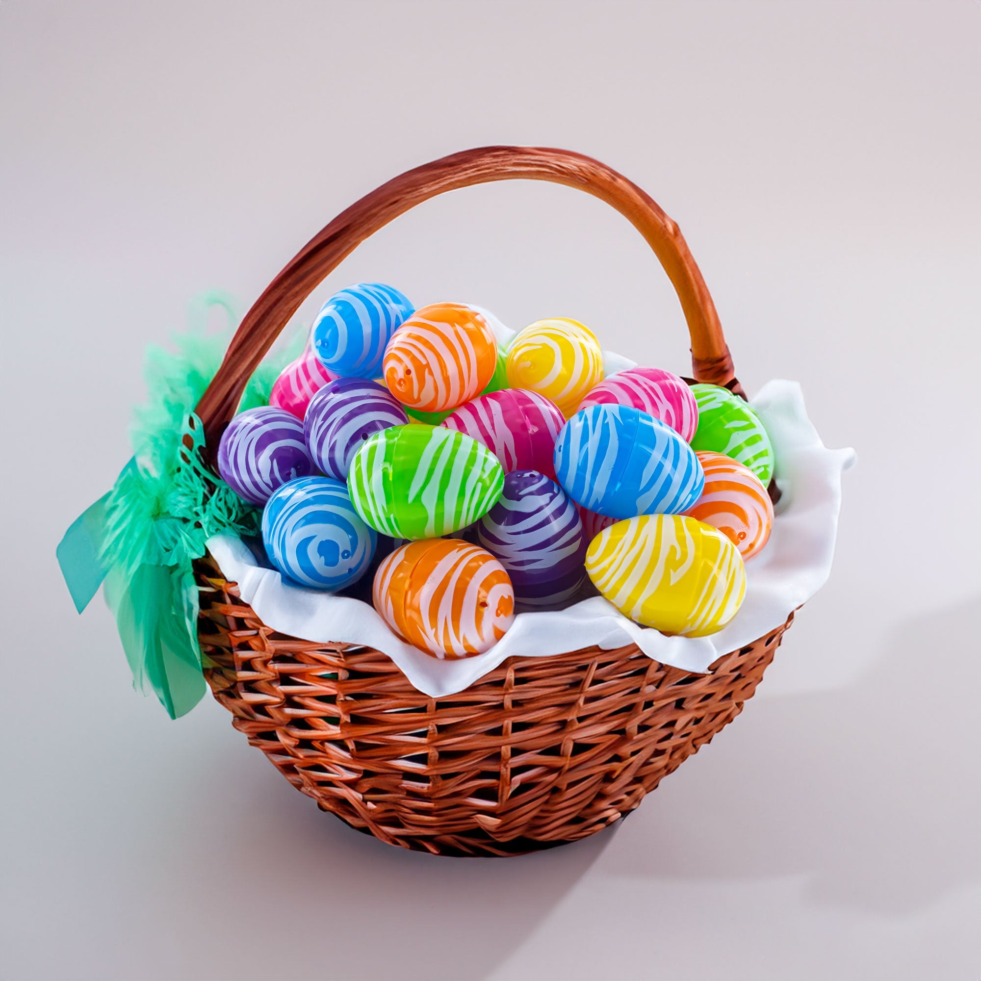 Circular Delights: Set Of 24 Colorful Circle Printed Fillable Plastic Easter Eggs 2.25 Inches