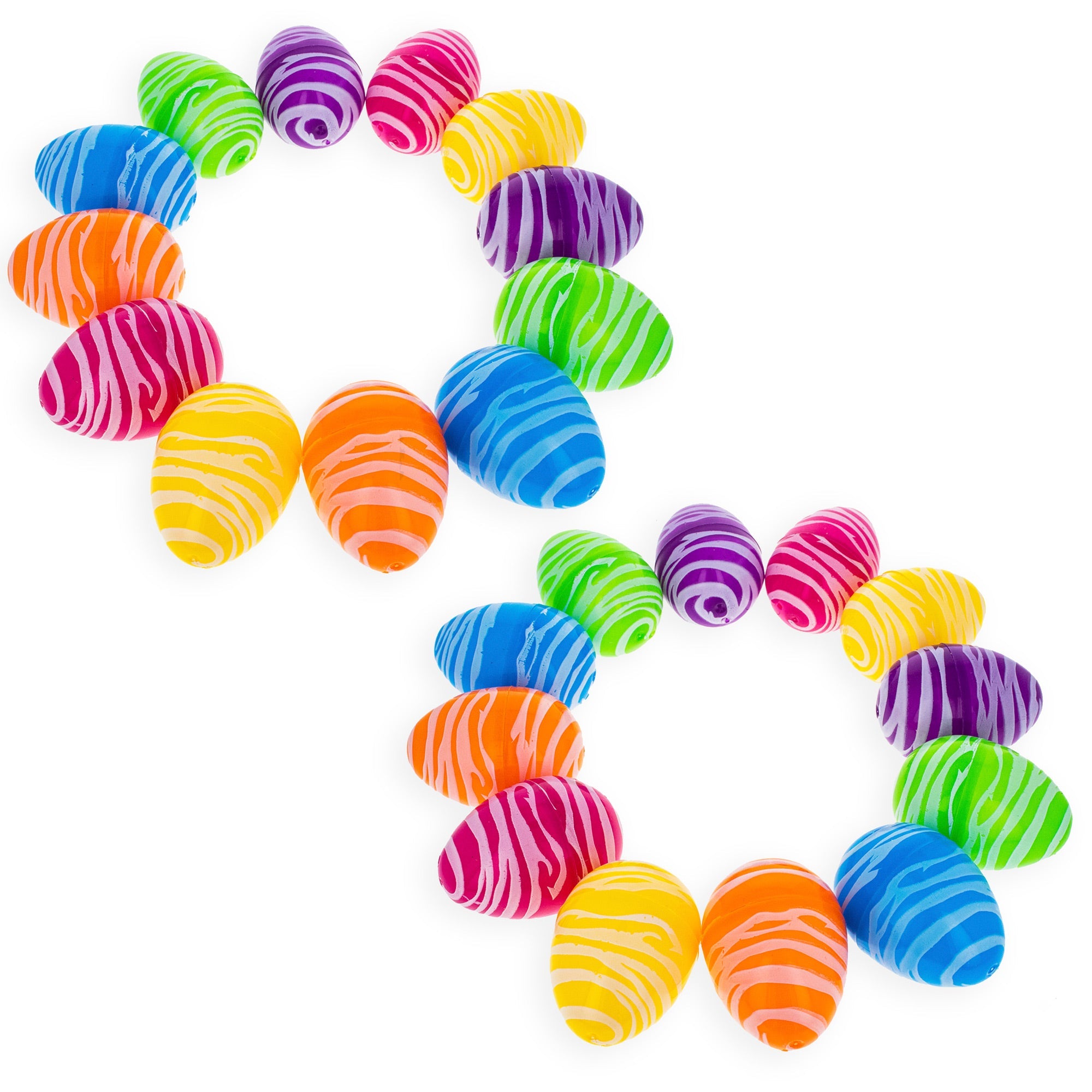 Circular Delights: Set Of 24 Colorful Circle Printed Fillable Plastic Easter Eggs 2.25 Inches