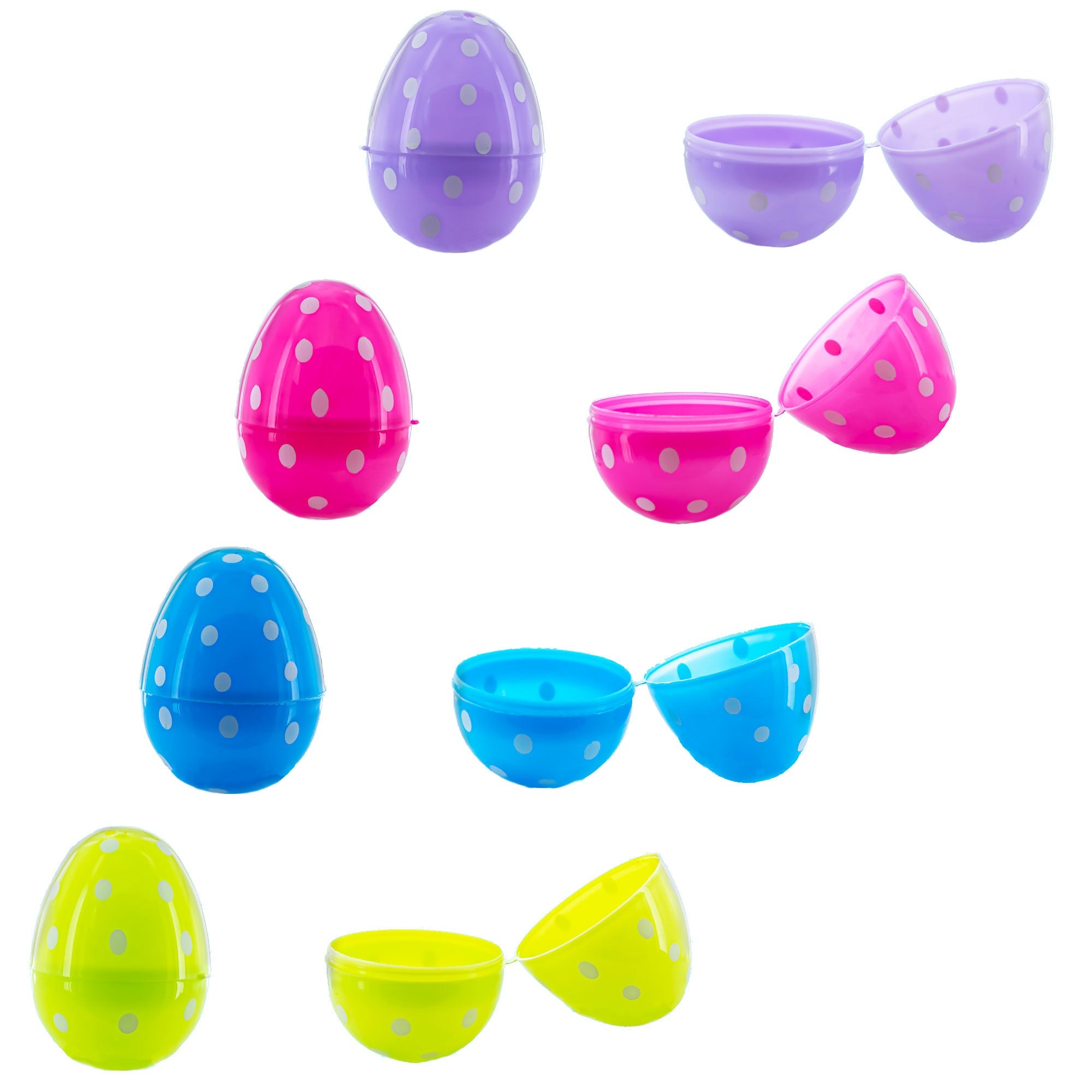 Polka Dot Parade: Set Of 24 Colorful Dot Printed Fillable Plastic Easter Eggs 2.25 Inches