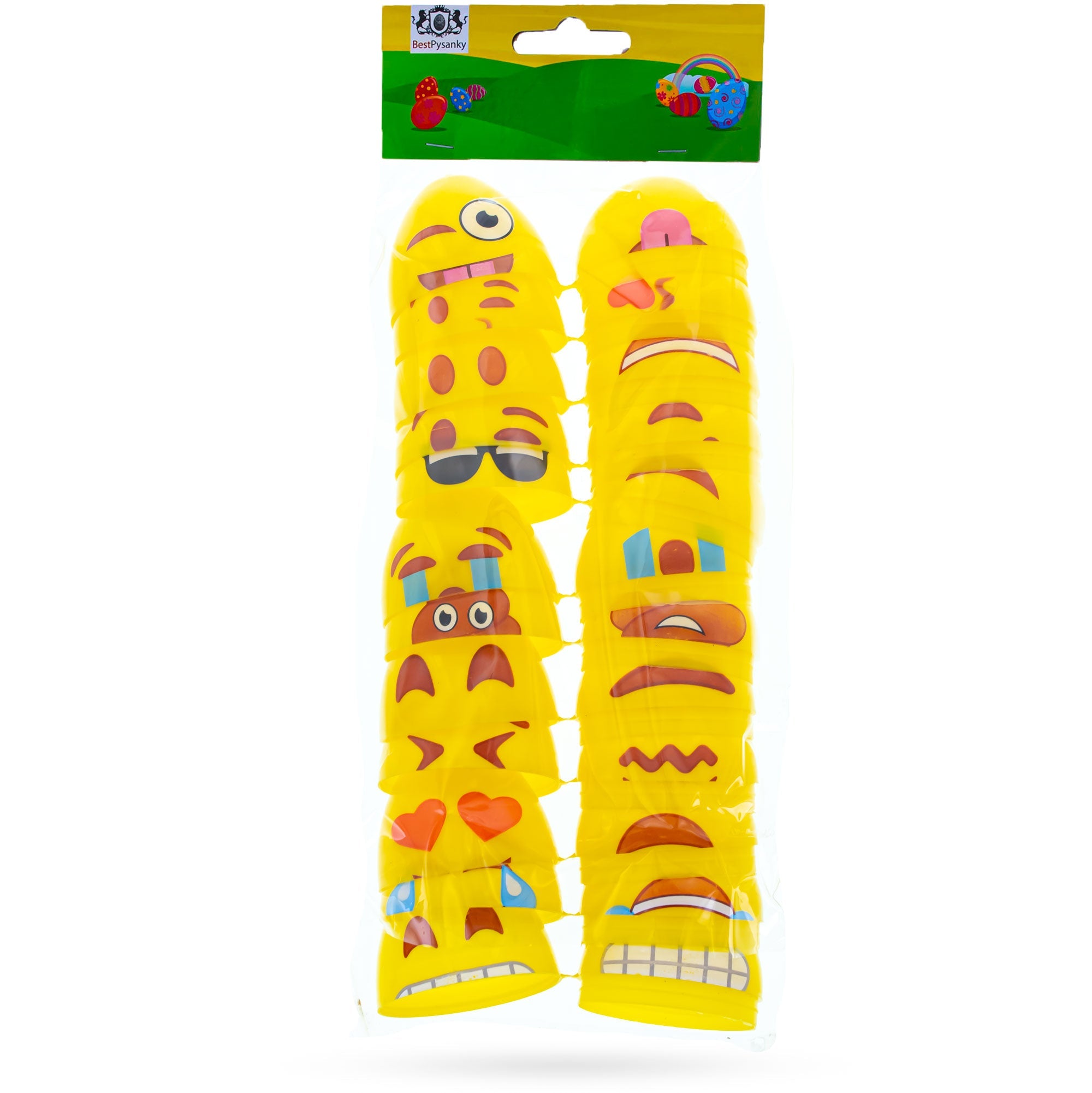 Set Of 12 Facial Expressions Plastic Easter Eggs 2.25 Inches