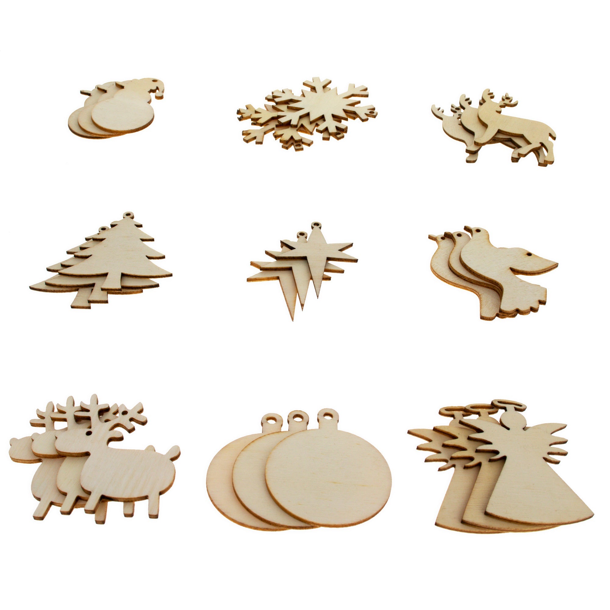 Festive Creativity: Set Of 9 Wooden Christmas Shape Cutouts