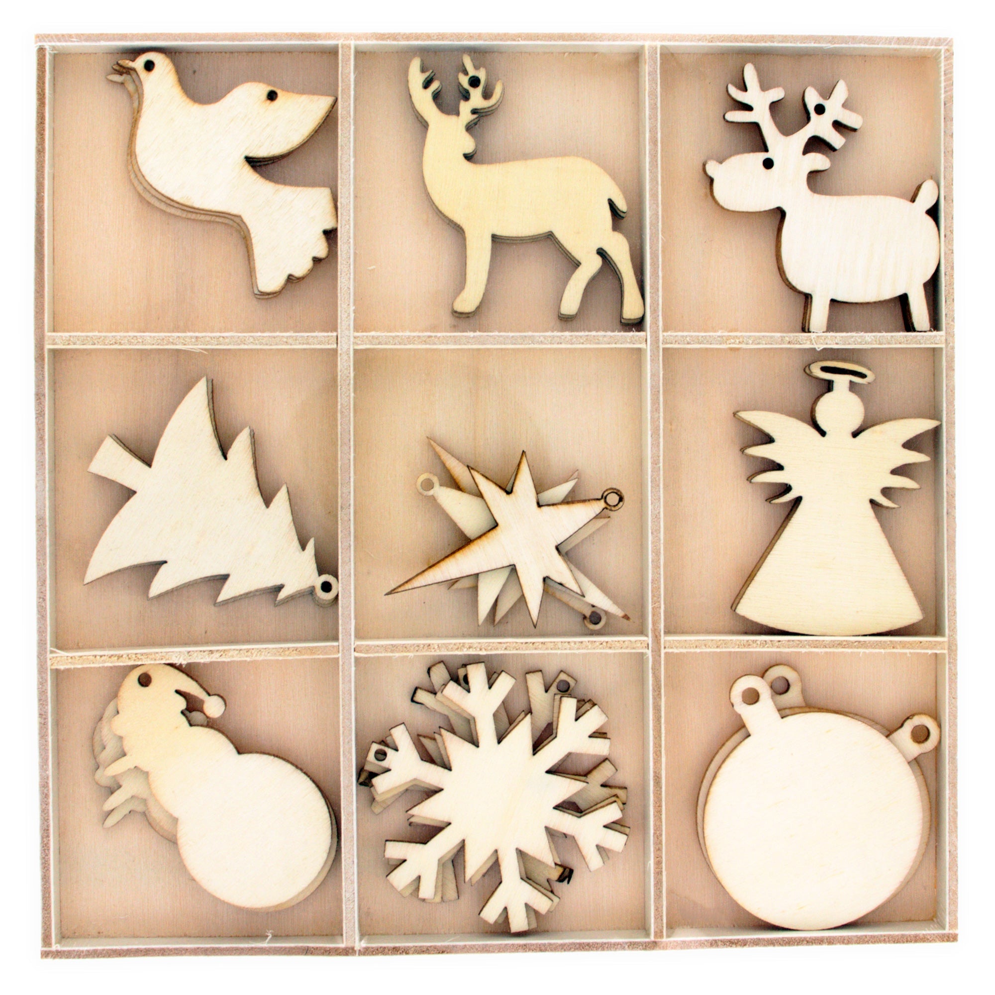 Festive Creativity: Set Of 9 Wooden Christmas Shape Cutouts