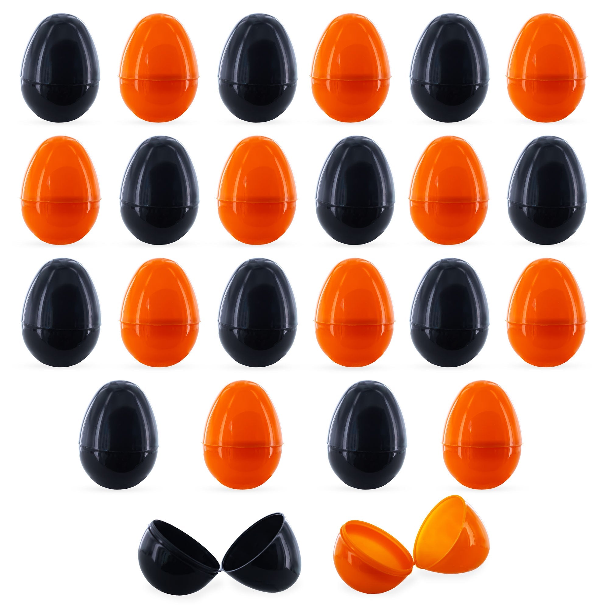 Halloween Theme Set Of 12 Orange And 12 Black Plastic Easter Eggs 2.25 Inches