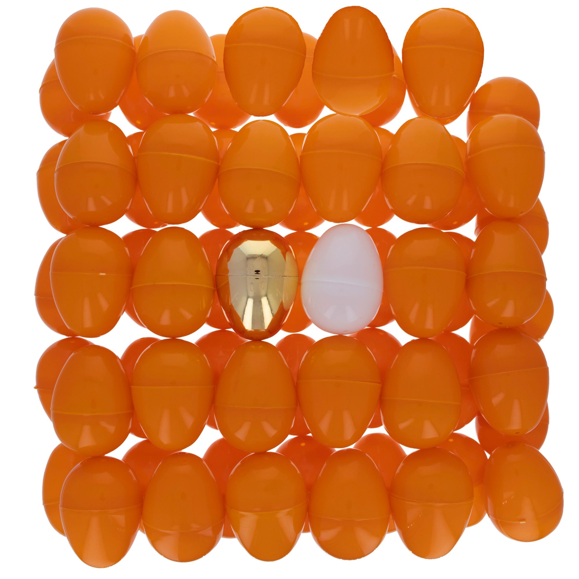 Halloween Hues And Hidden Treasures: Set Of 46 Orange, 1 Gold, And 1 White Plastic Easter Egg, 2.25 Inches Each