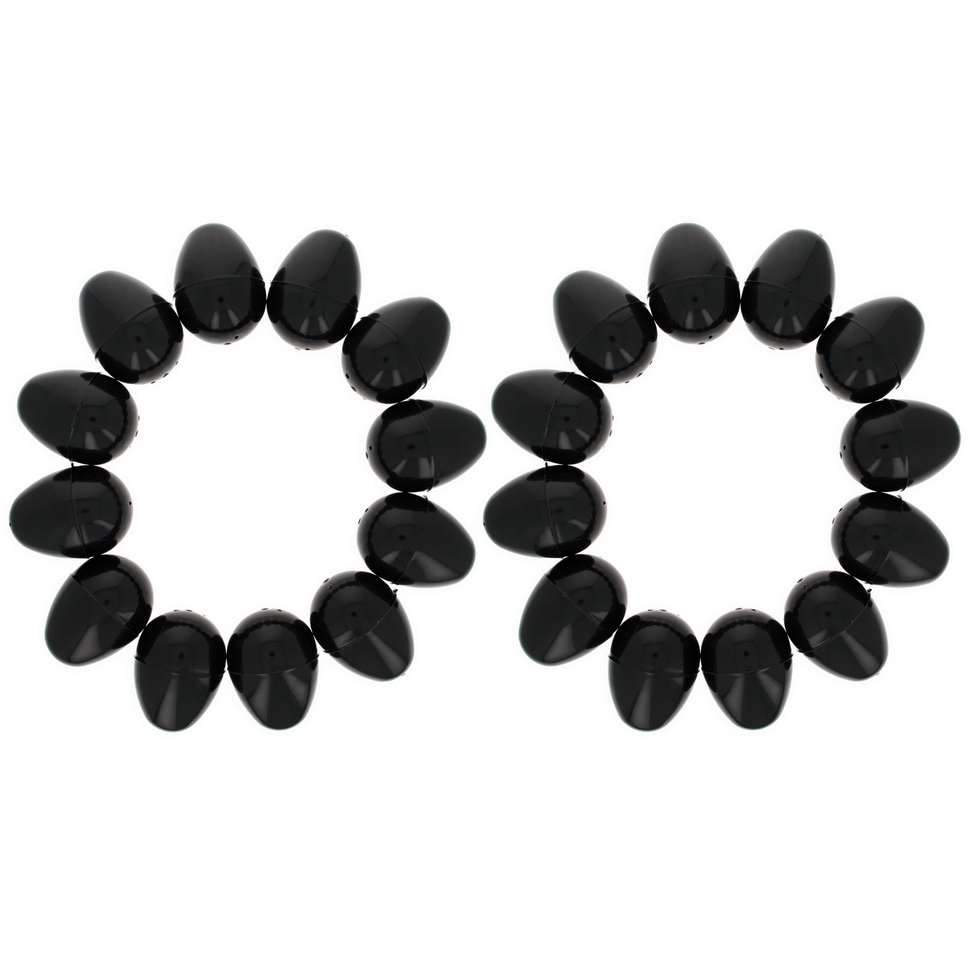 Set Of 24 Shiny Glossy Black Plastic Easter Eggs, Each 2.25 Inches