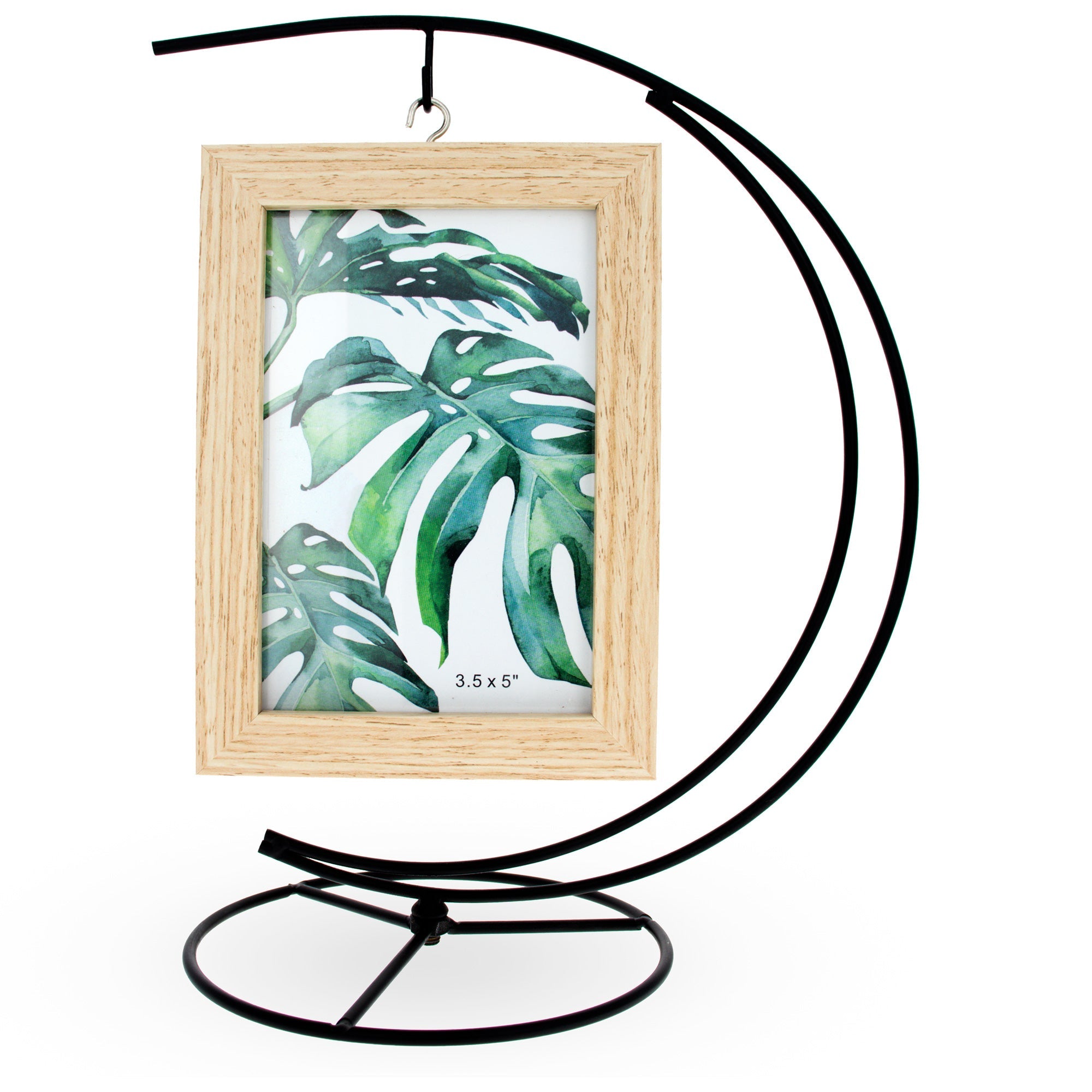 Elegant Moon-inspired Black Iron Photo Frame On A Stand 6-inch