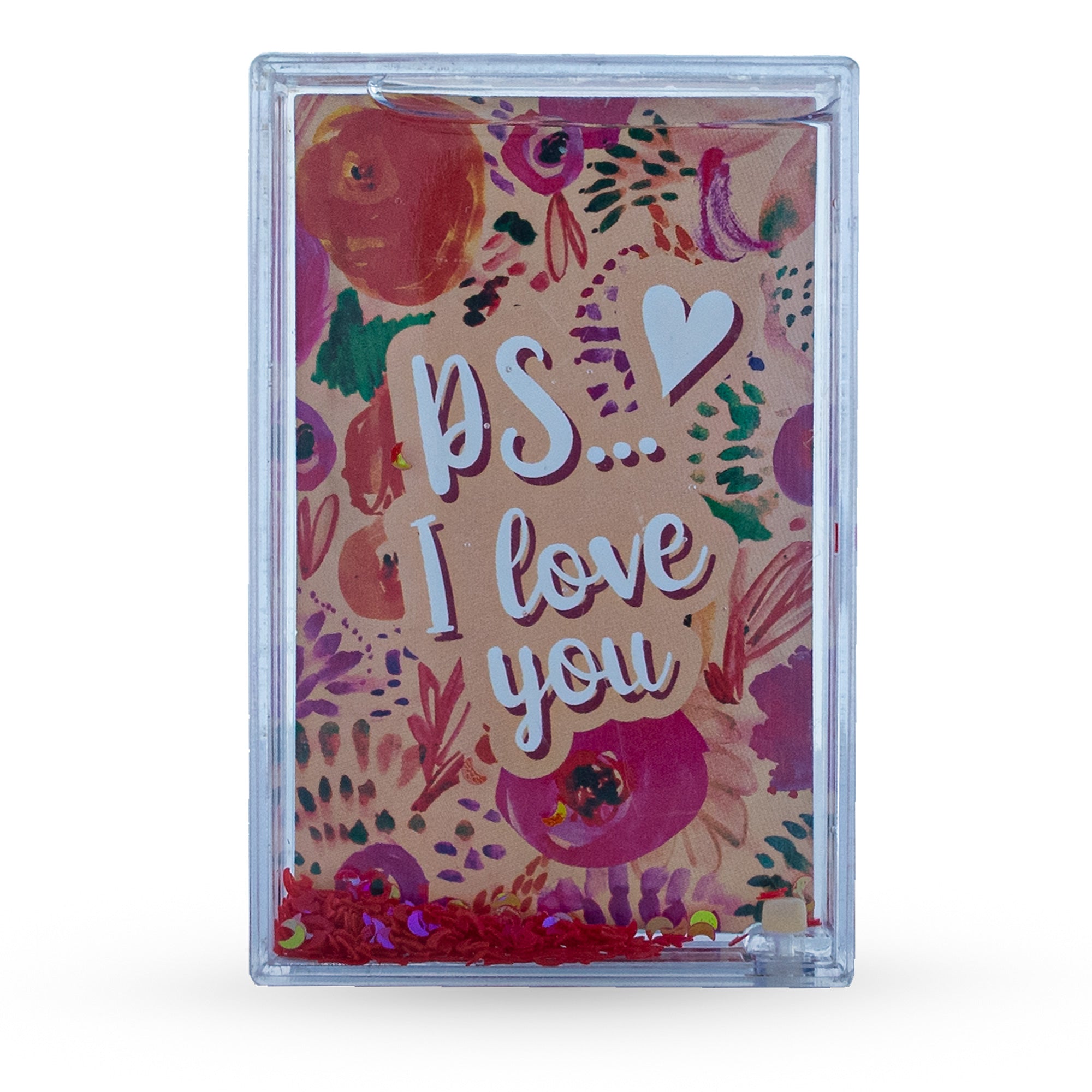 "i Love You" Clear Plastic Glitter Water Picture Frame