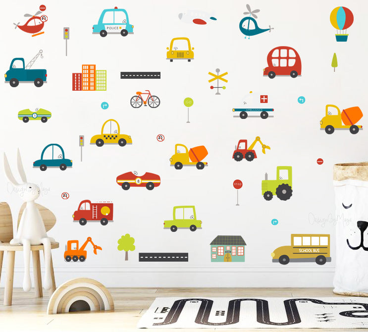 City Transportation Vehicles - Fabric Nursery Wall Art Decals