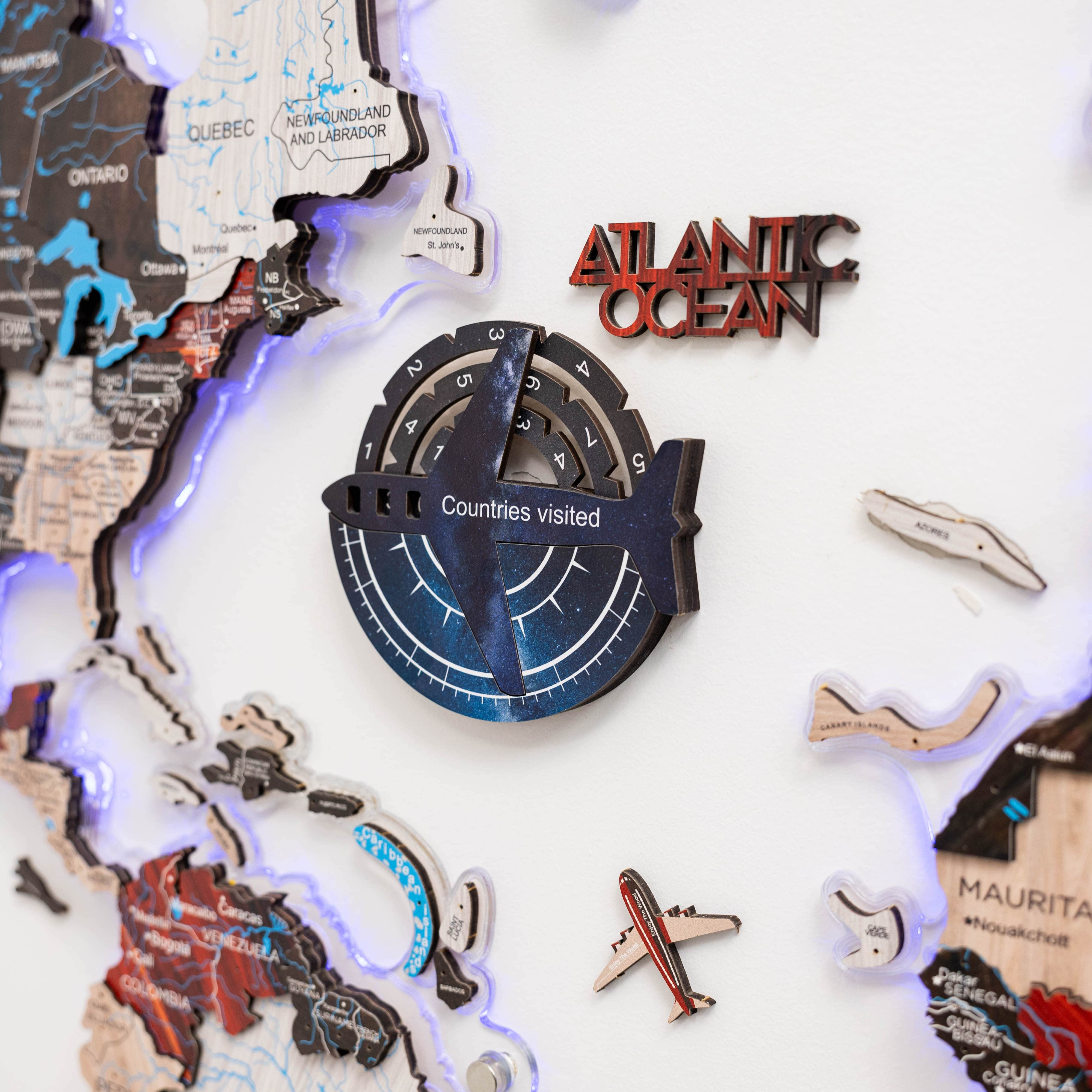 Travel Tracker 3d Colored Wooden World Map - Space