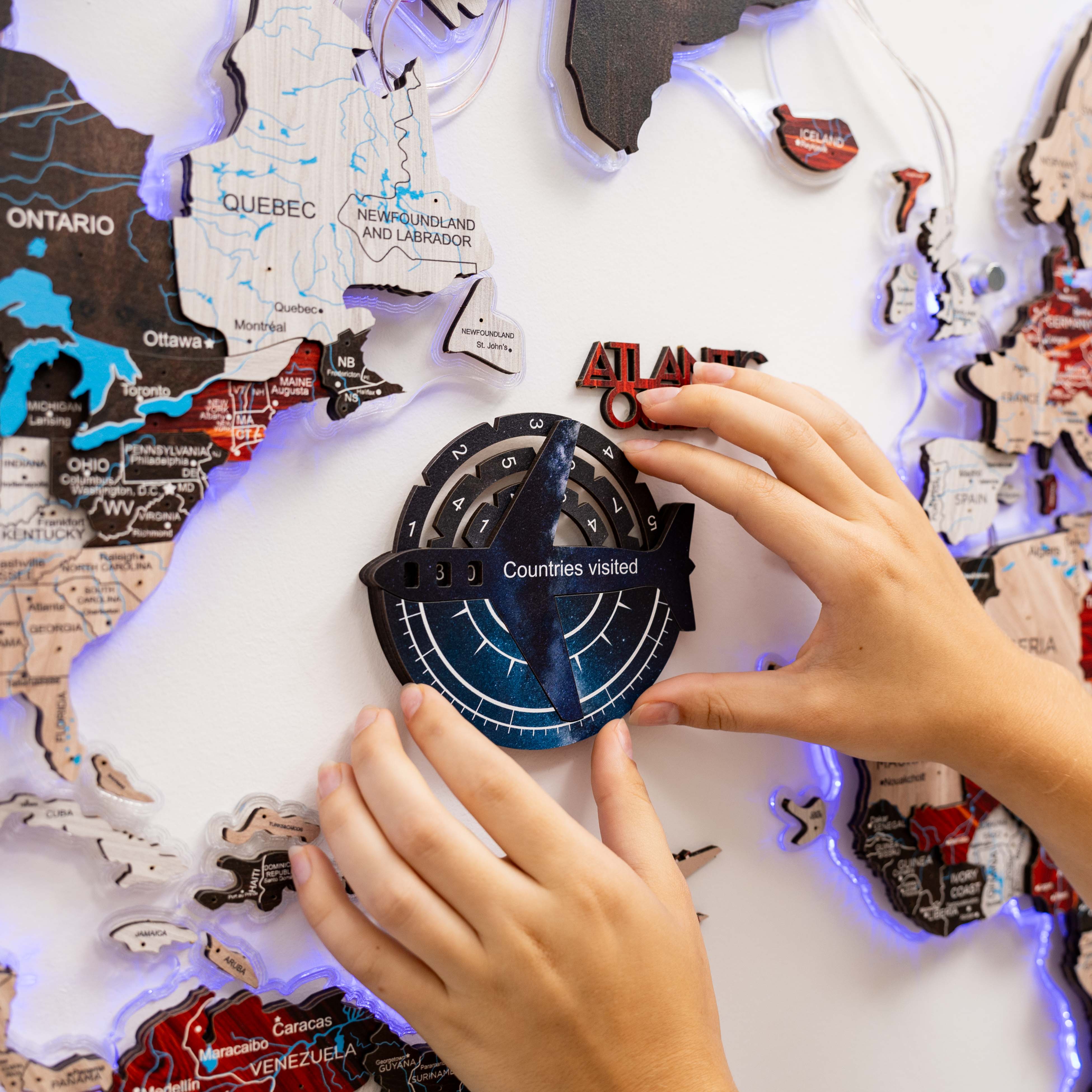 Travel Tracker 3d Colored Wooden World Map - Space