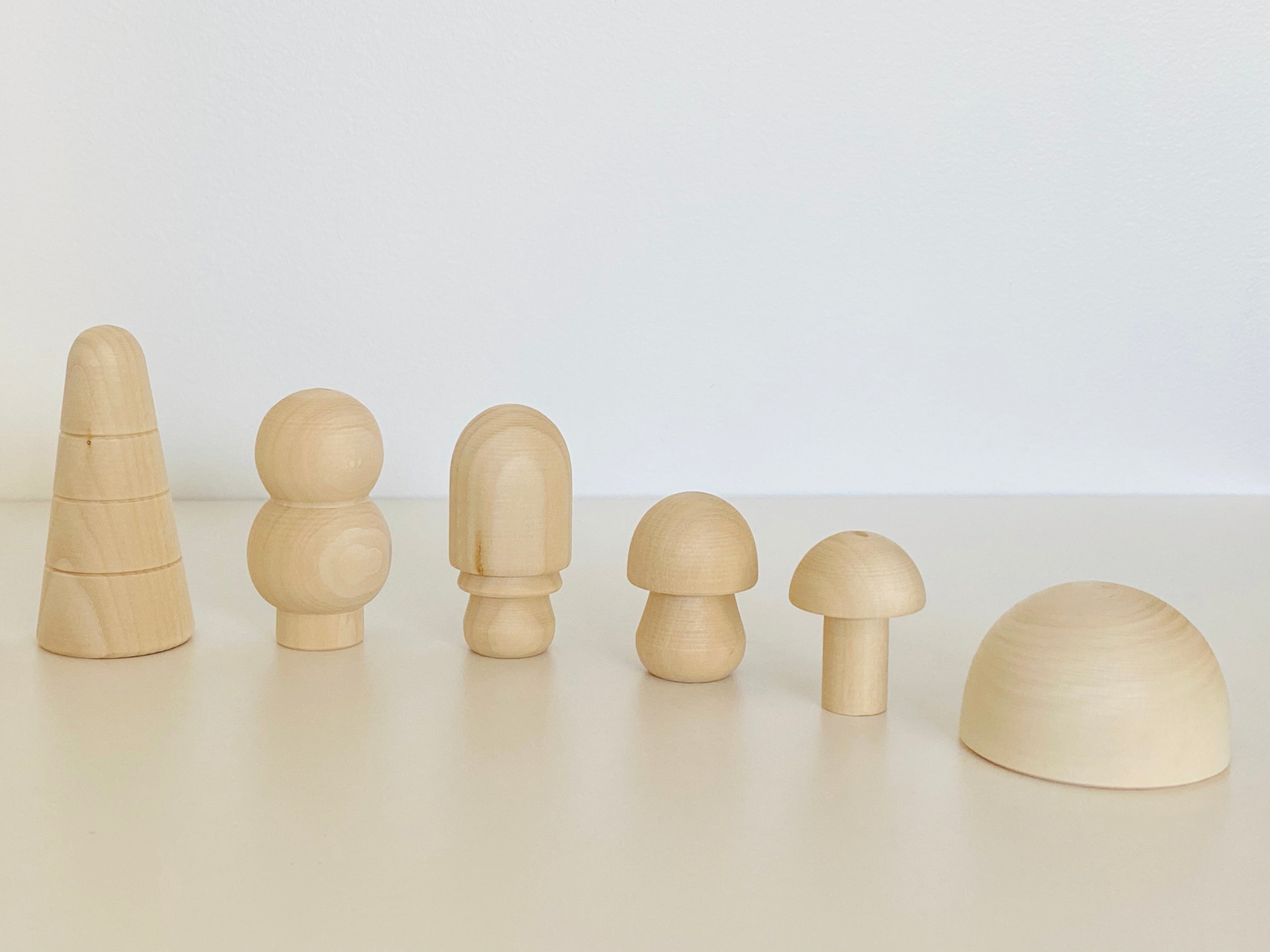 Natural Wooden Mushroom Forest Set