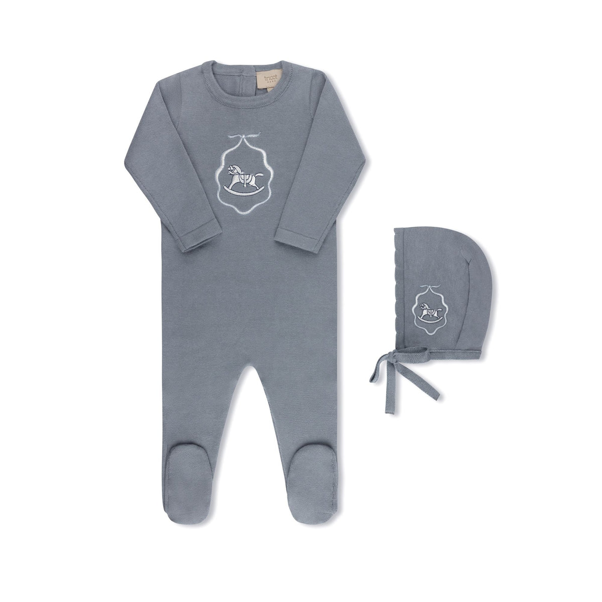 Knit Collection Blue Footie/bonnet