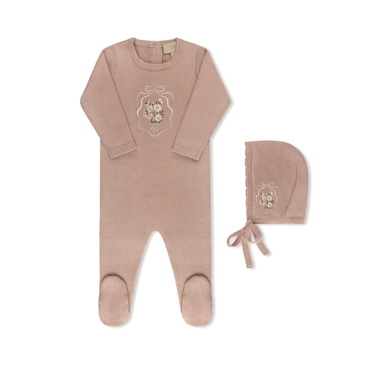 Knit Collection Pink Footie/bonnet