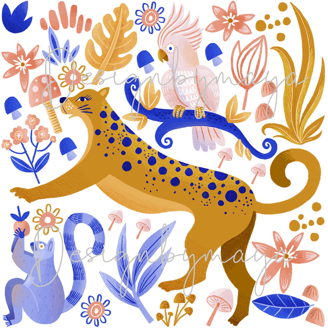 Jungle Animals Tropical Theme - Fabric Nursery Wall Art Decals