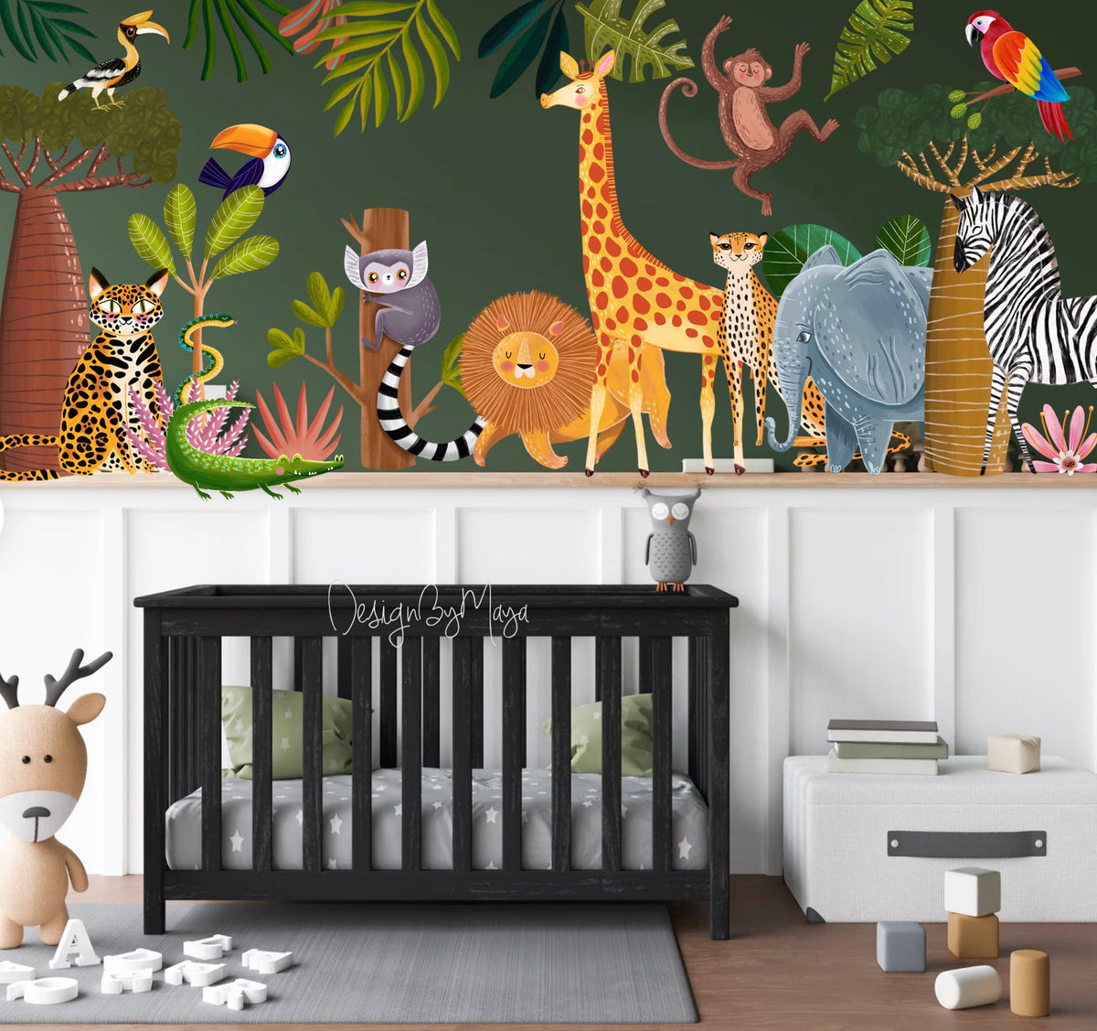 Jungle Animals Tropical Theme - Fabric Nursery Wall Art Decals
