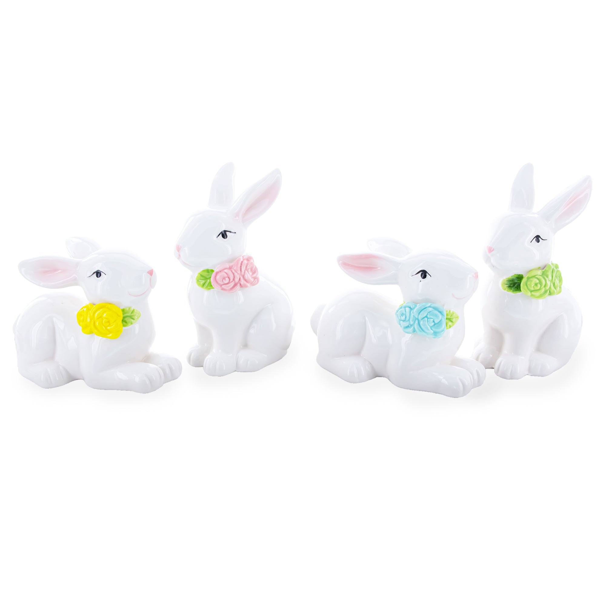 Set Of 4 Porcelain Easter Bunnies 4 Inches