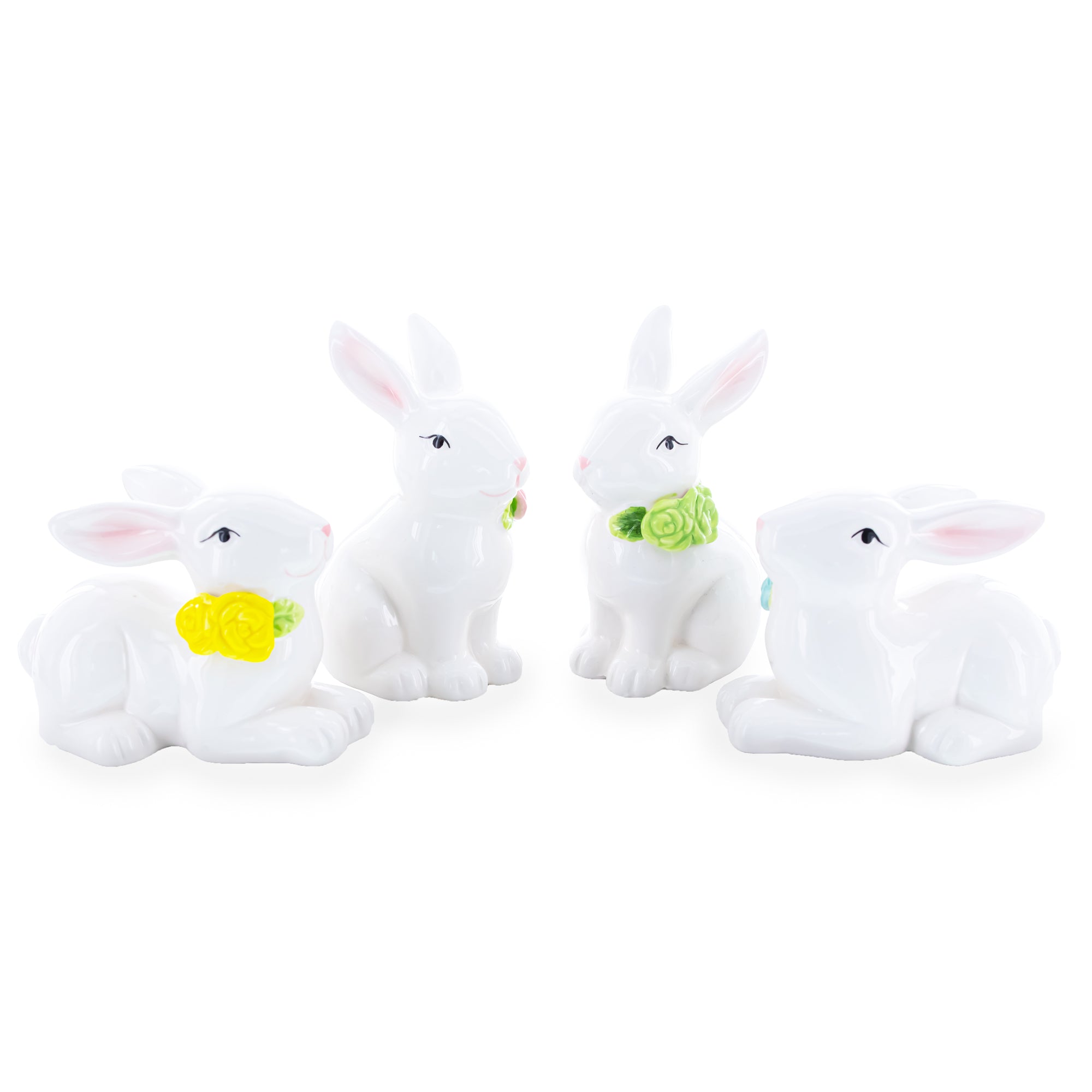 Set Of 4 Porcelain Easter Bunnies 4 Inches