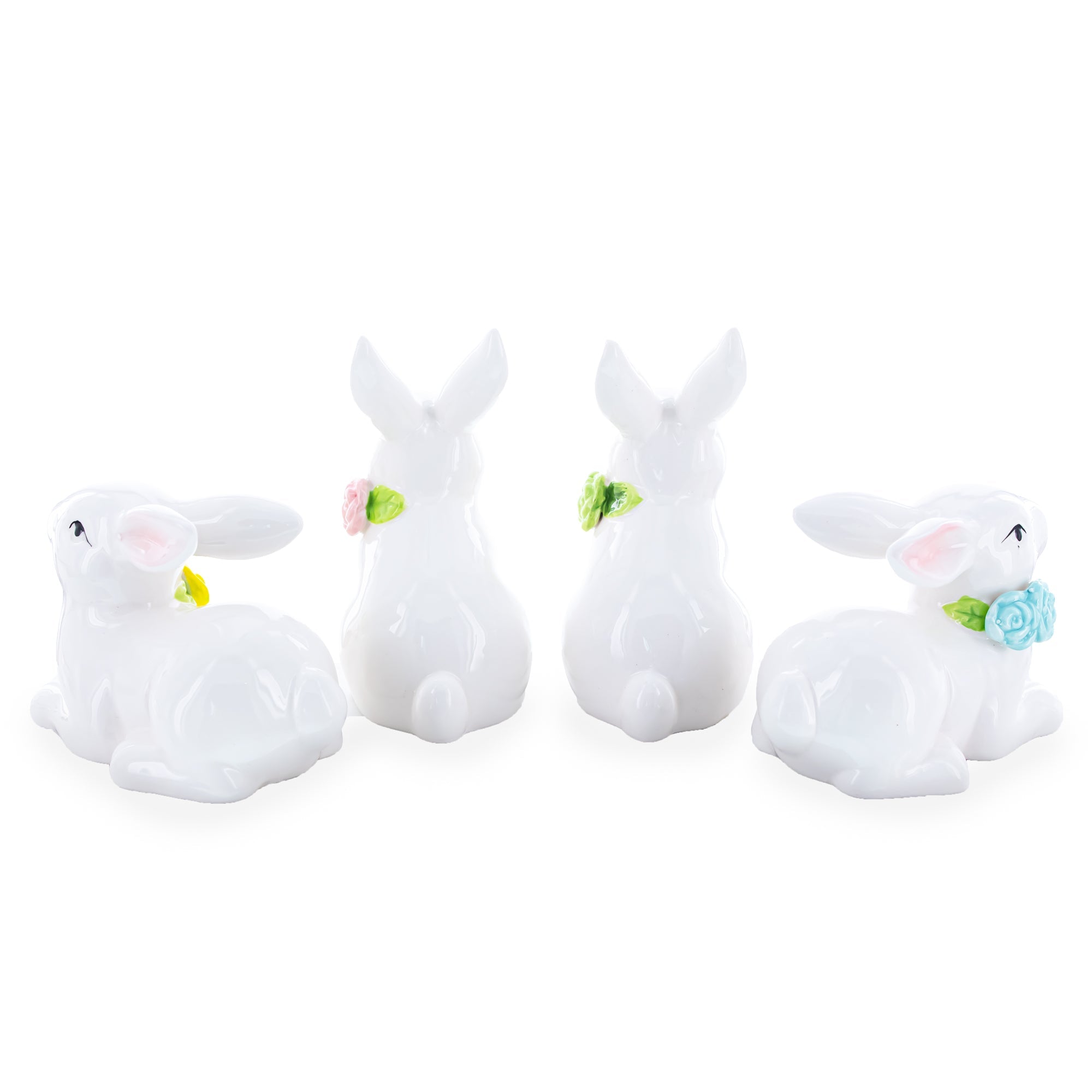 Set Of 4 Porcelain Easter Bunnies 4 Inches