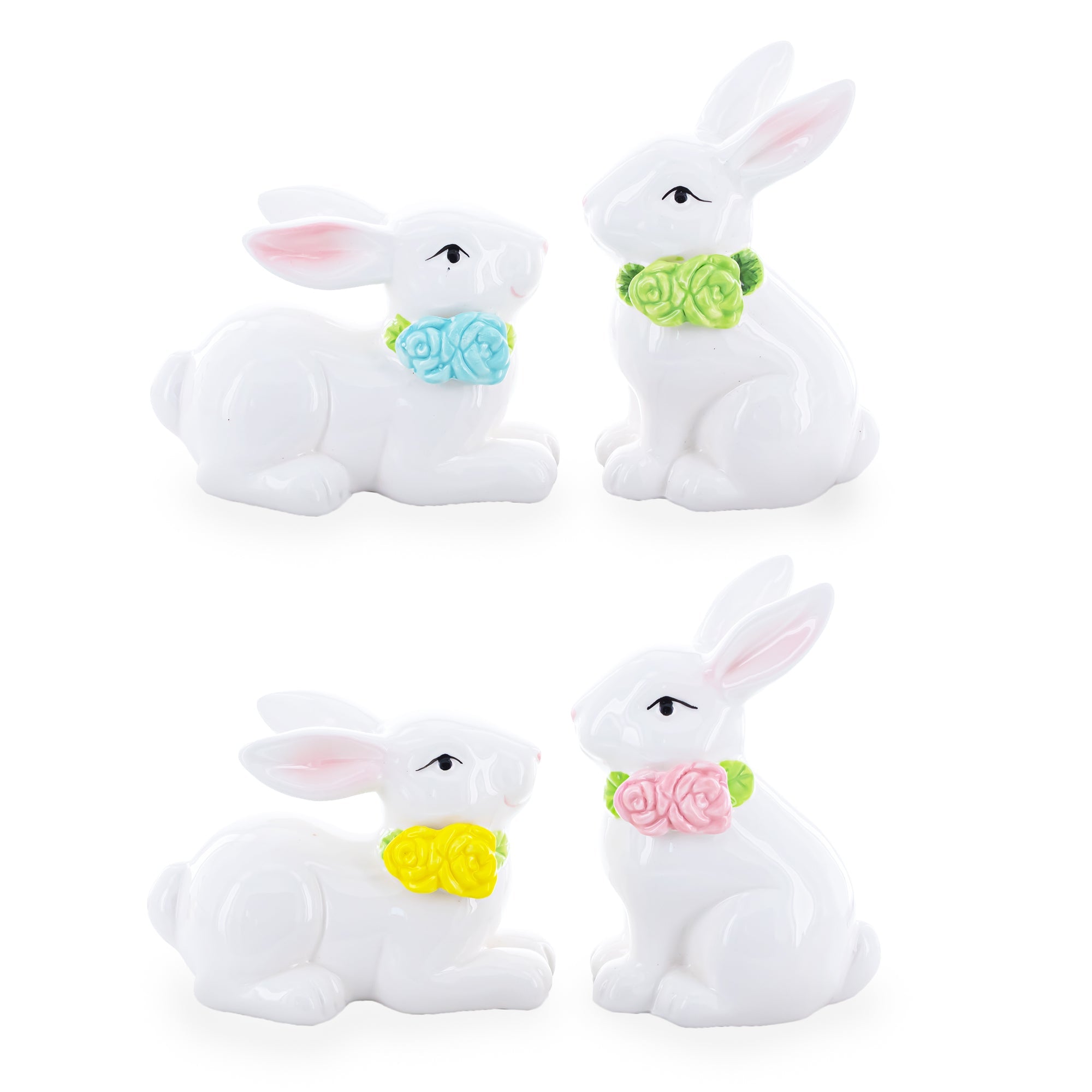 Set Of 4 Porcelain Easter Bunnies 4 Inches