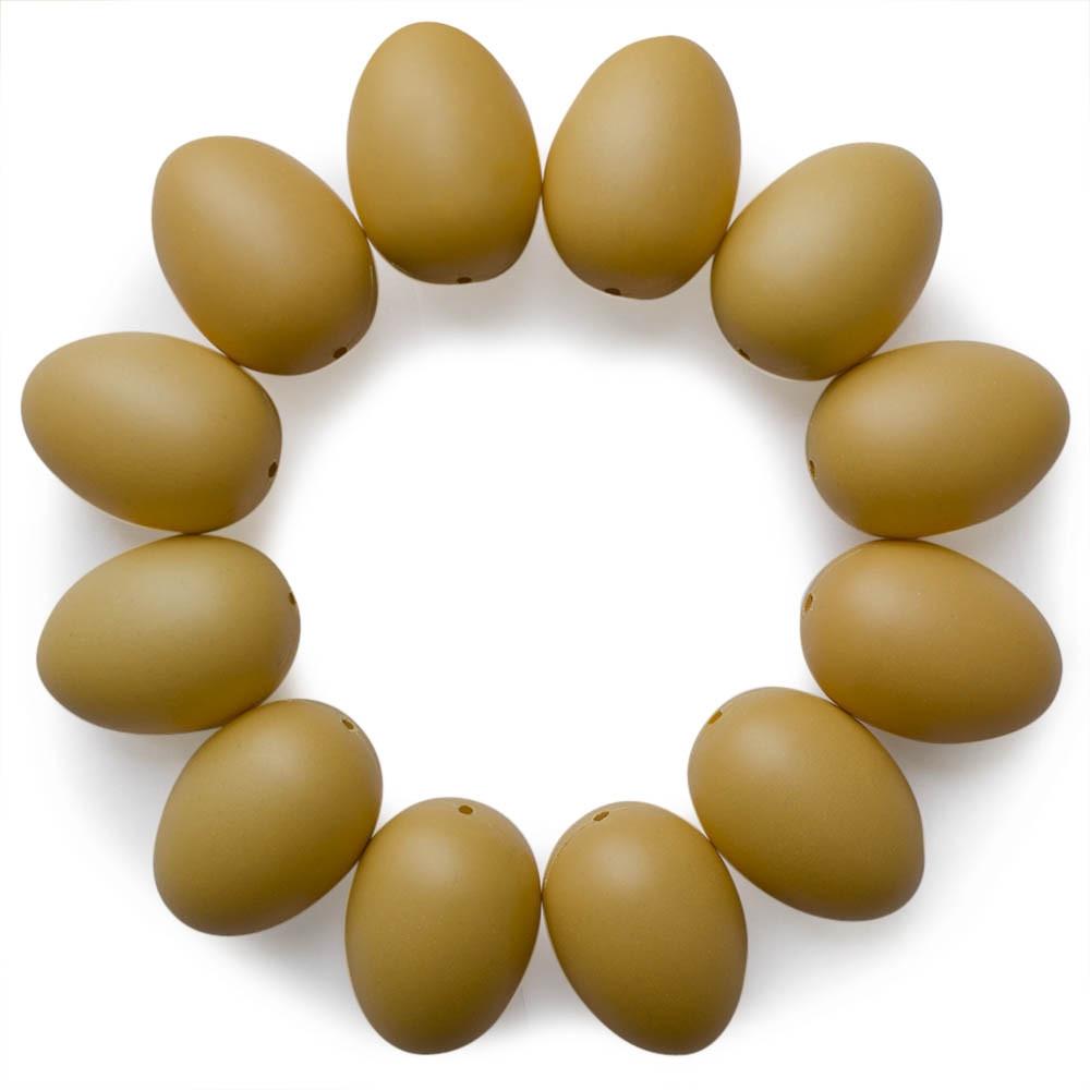 Set Of 12 Brown Hollow Plastic Dummy Fake Nest Eggs 2.25 Inches