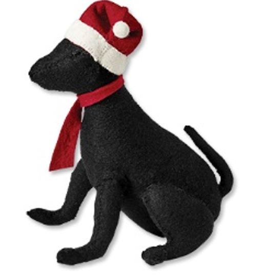 Black Lab With Santa Hat Christmas Tree Topper In Hand Felted Wool