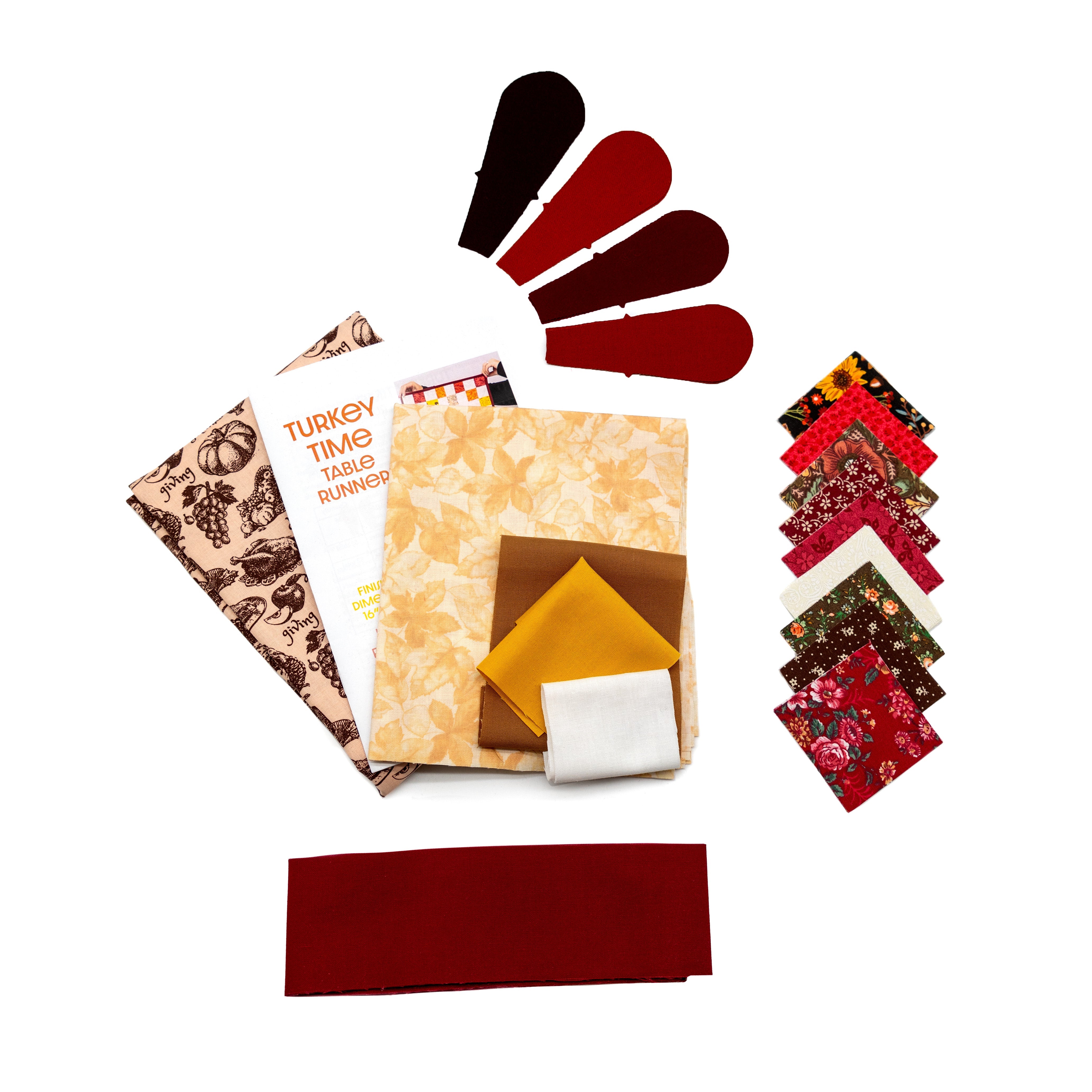 Turkey Thanksgiving Quilted Table Runner Precut Quilt Kit W/ Backing
