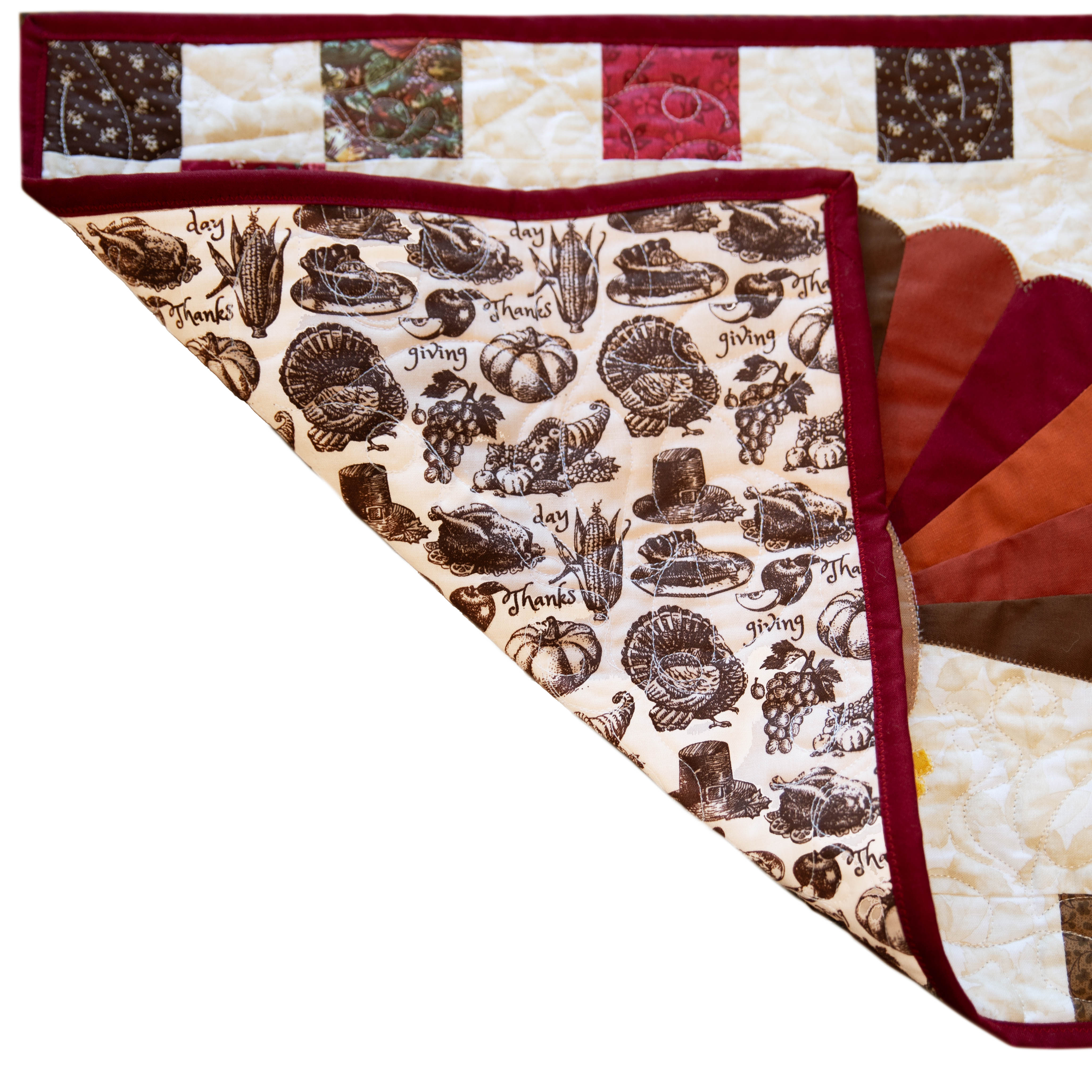 Turkey Thanksgiving Quilted Table Runner Precut Quilt Kit W/ Backing