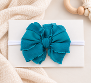 Turquoise | Skinny Mini Nylon Ruffled Baby Headband