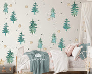 Woodland Pine Trees - Fabric Nursery Wall Art Decals
