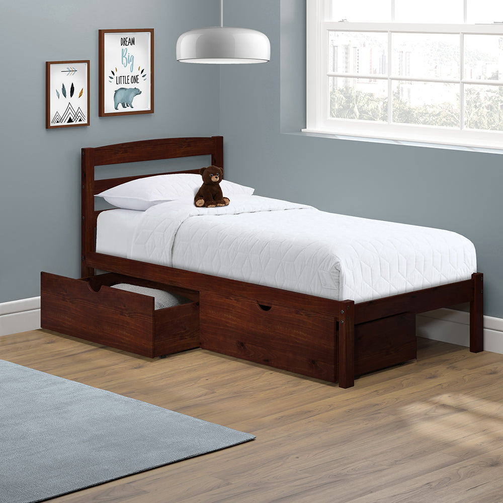 P'kolino Twin Bed with Storage Drawers - Cherry