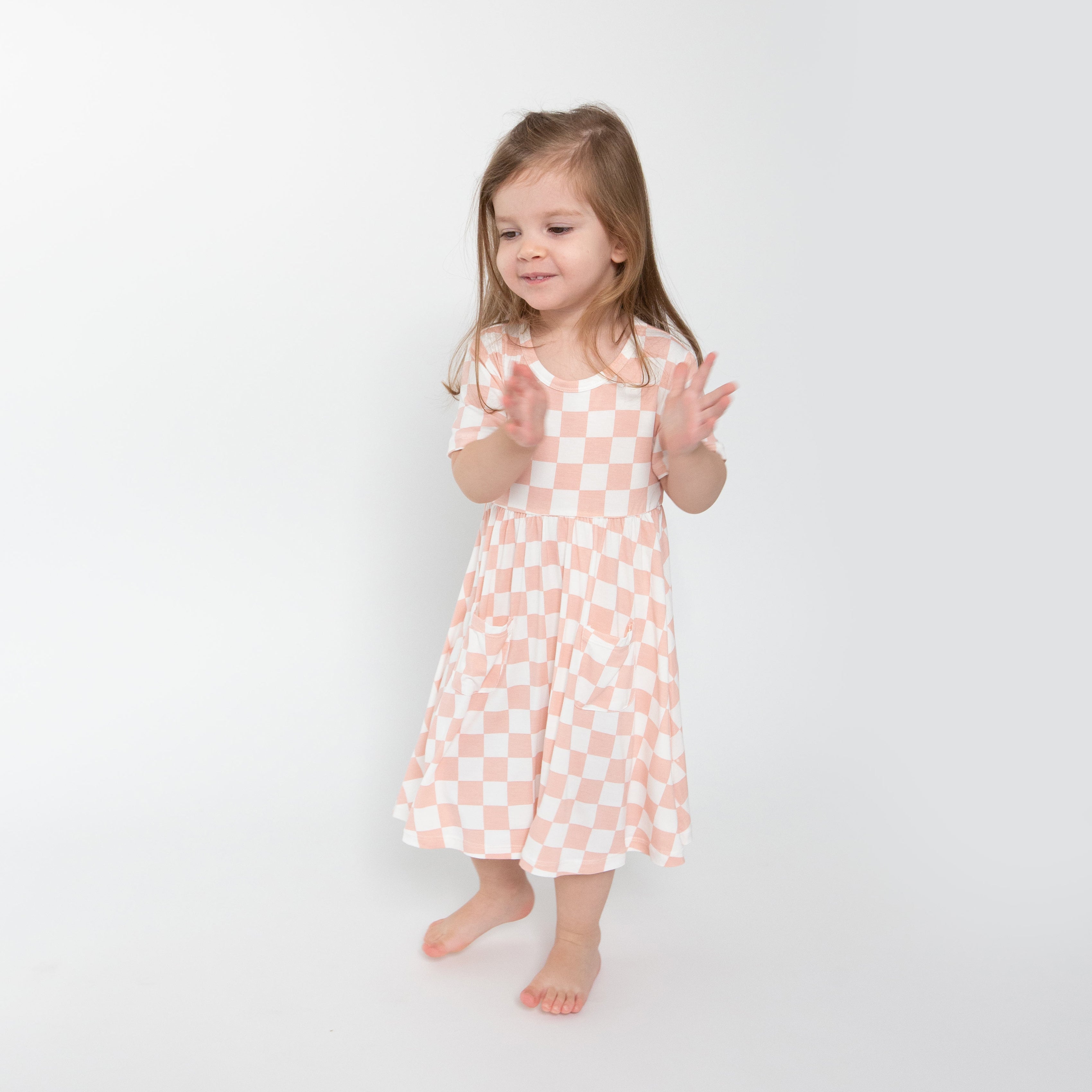 Twirly S/s Dress - Checkerboard Pink