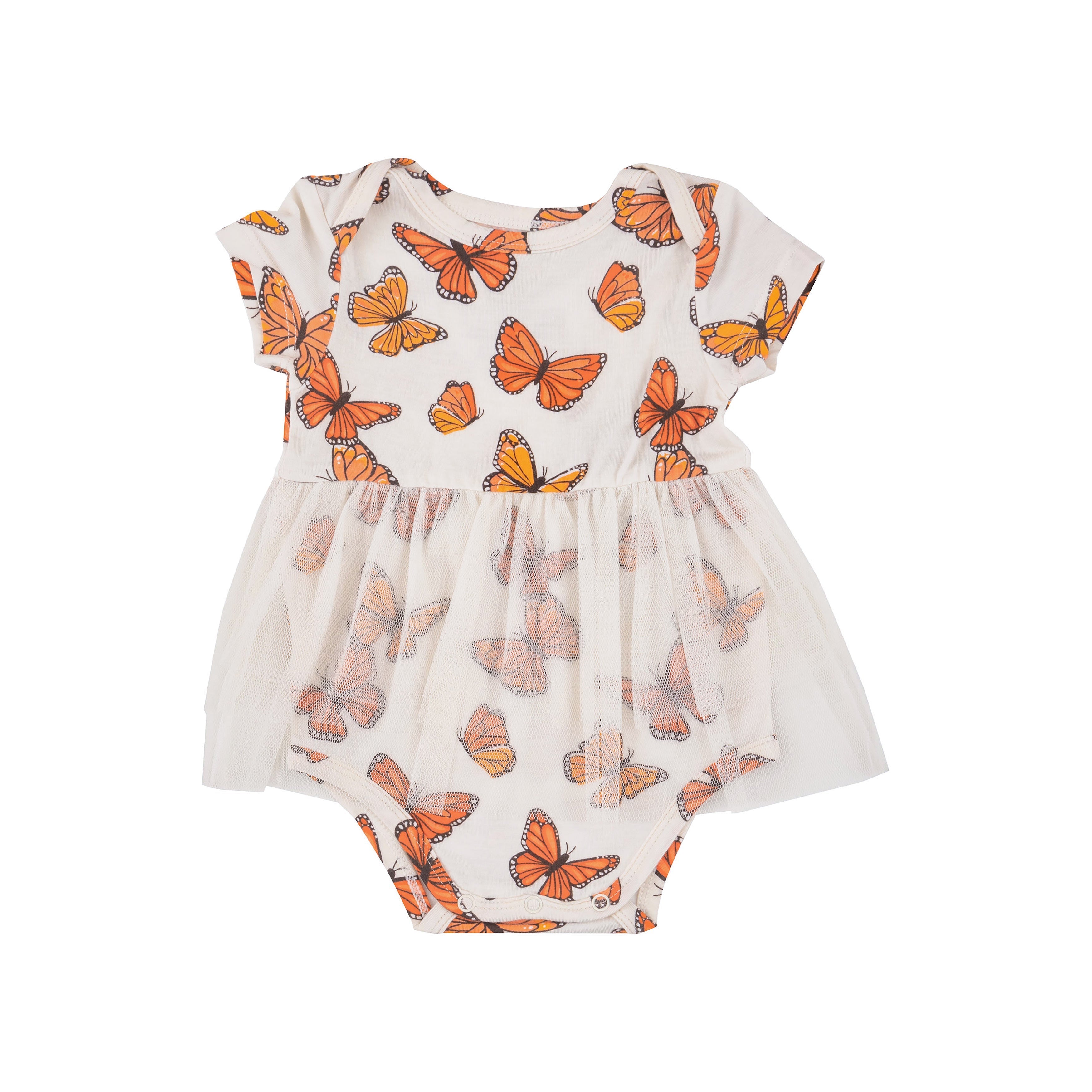 Twirly S/s Tutu Bodysuit Dress - Mariposa Monarca