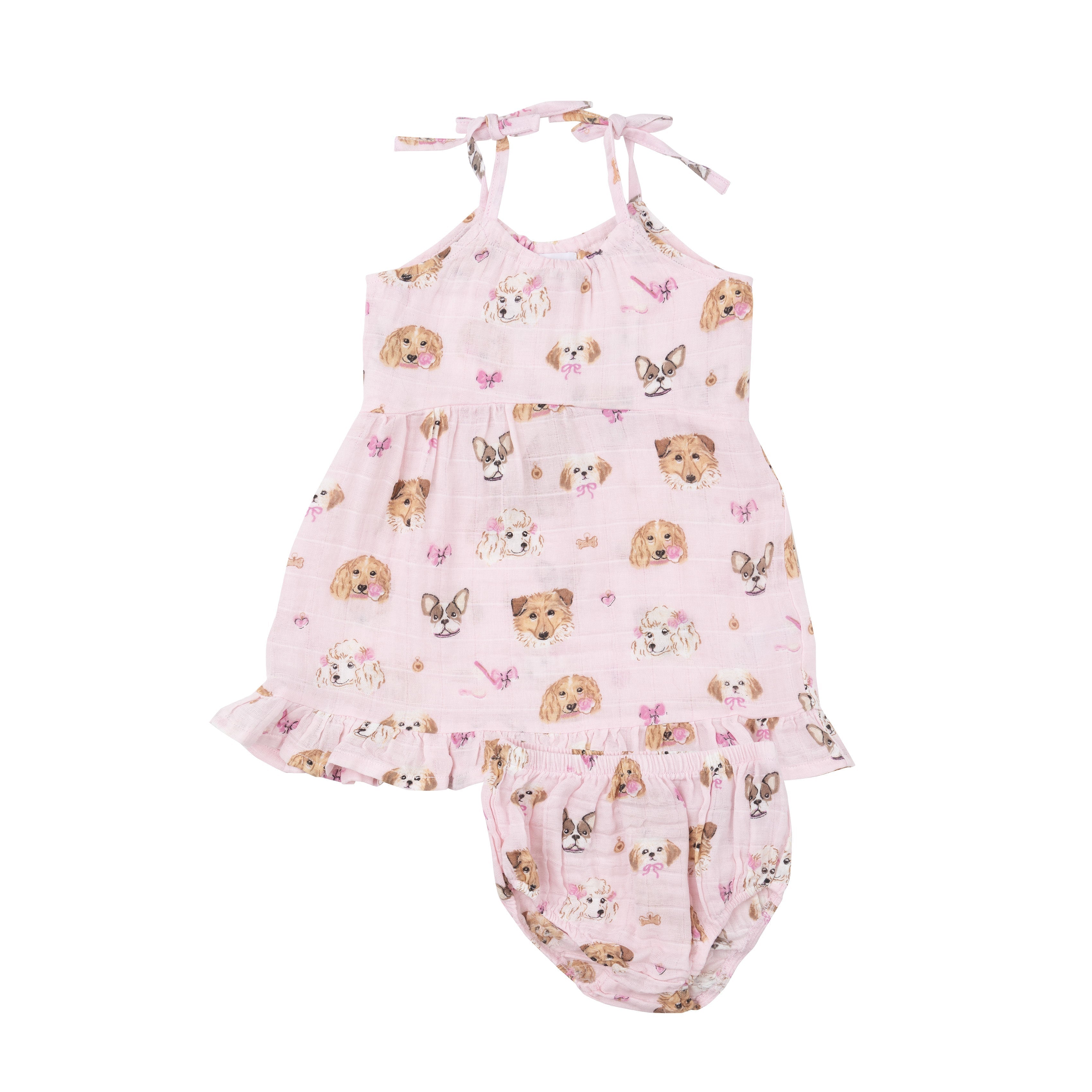 Twirly Tank Dress & Diaper Cover - Pretty Puppy Faces