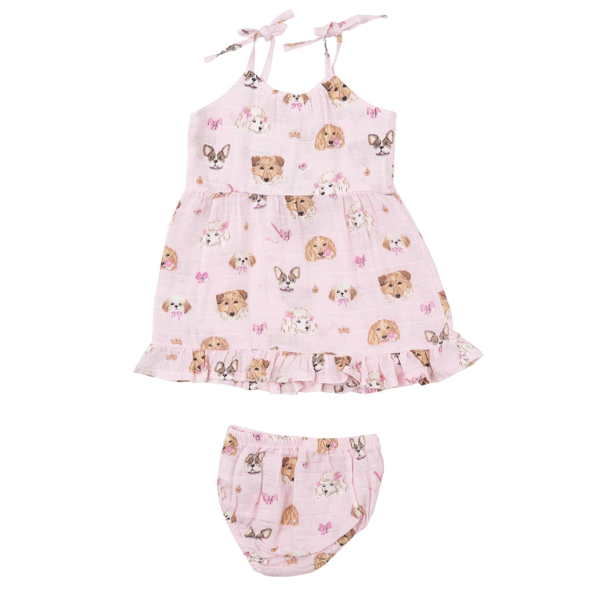 Twirly Tank Dress & Diaper Cover - Pretty Puppy Faces