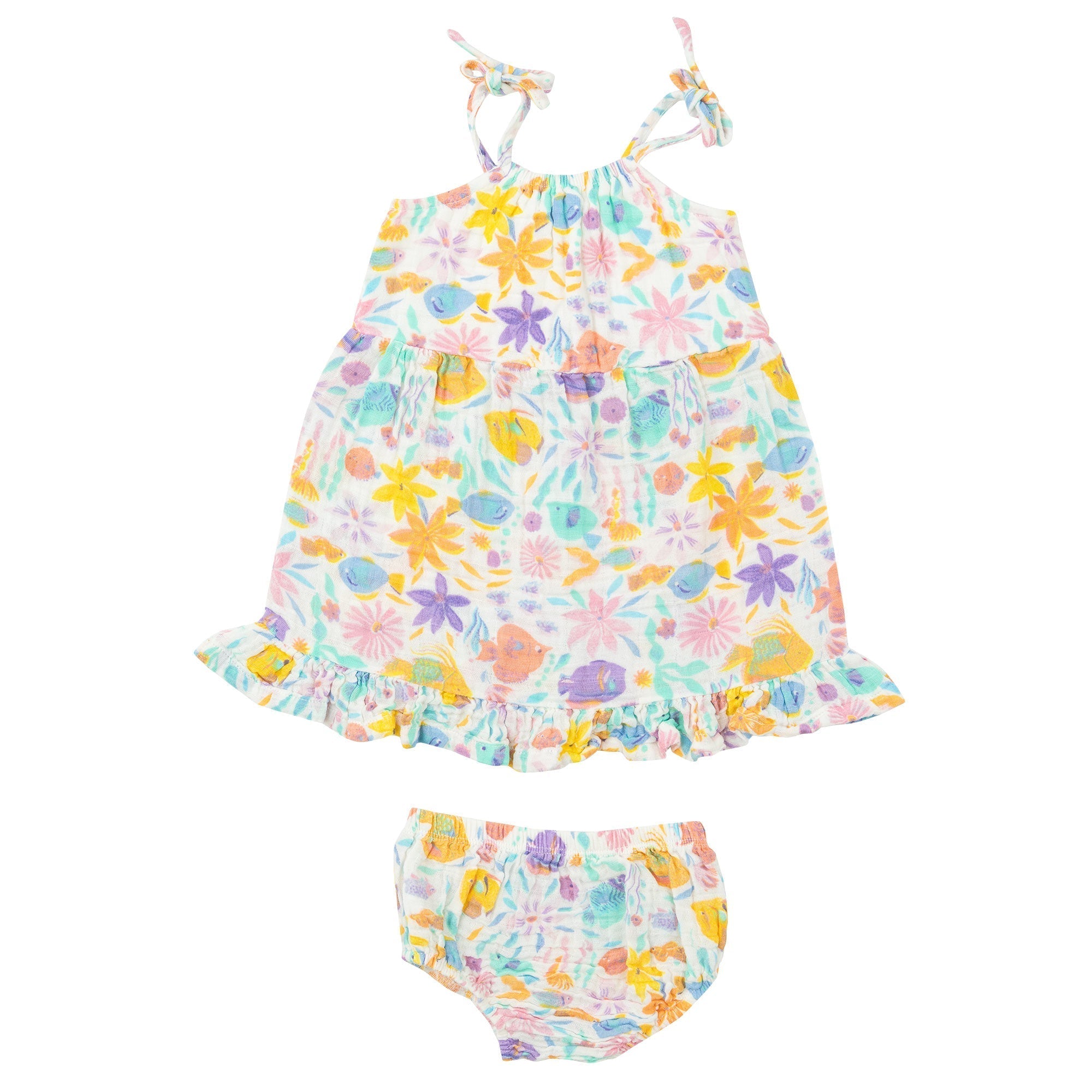 Twirly Tank Dress & Diaper Cover - Tropical Fish Floral