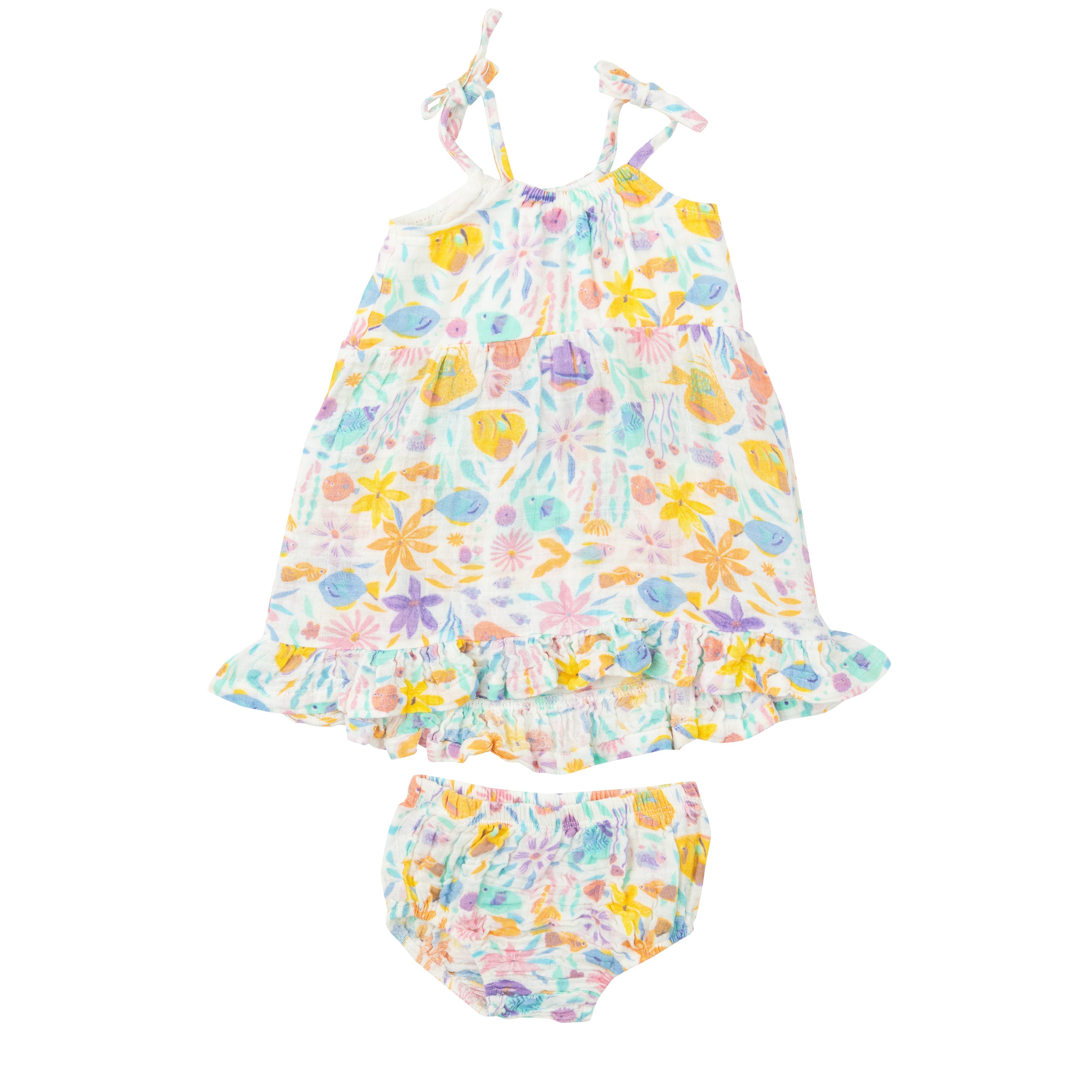 Twirly Tank Dress & Diaper Cover - Tropical Fish Floral