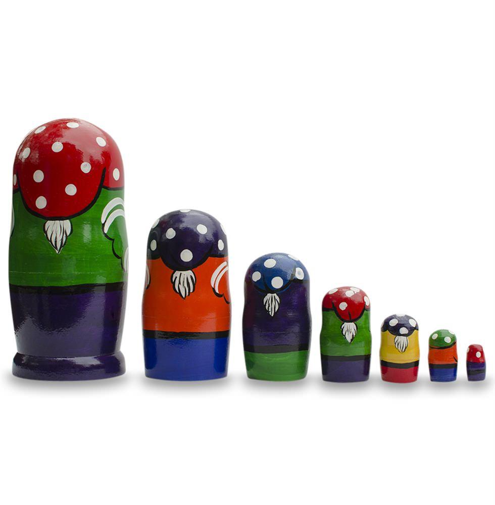 Set Of 7 Gnomes Wooden Nesting Dolls 8 Inches