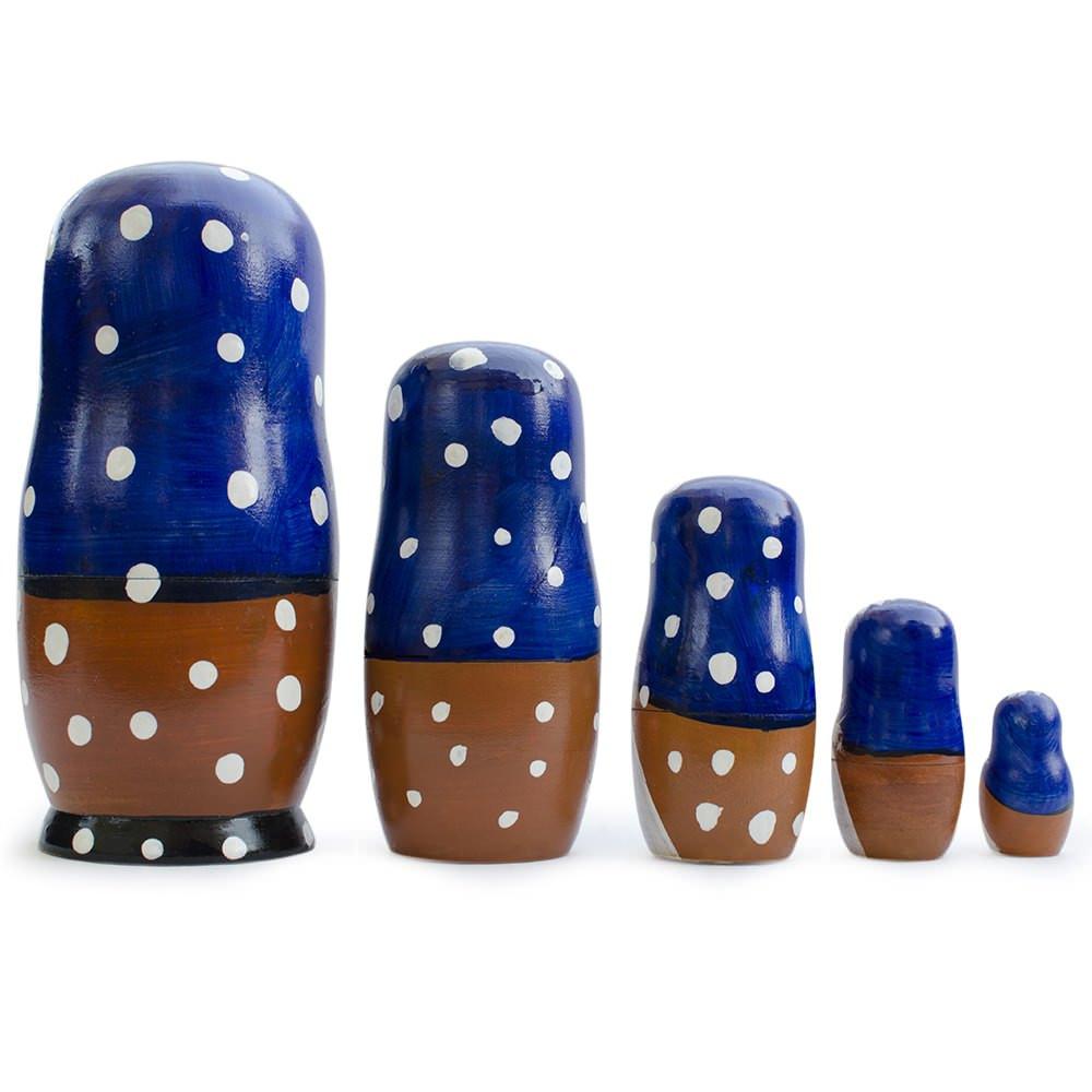 Set Of 5 Winter Village Scene Nesting Dolls  6.5 Inches