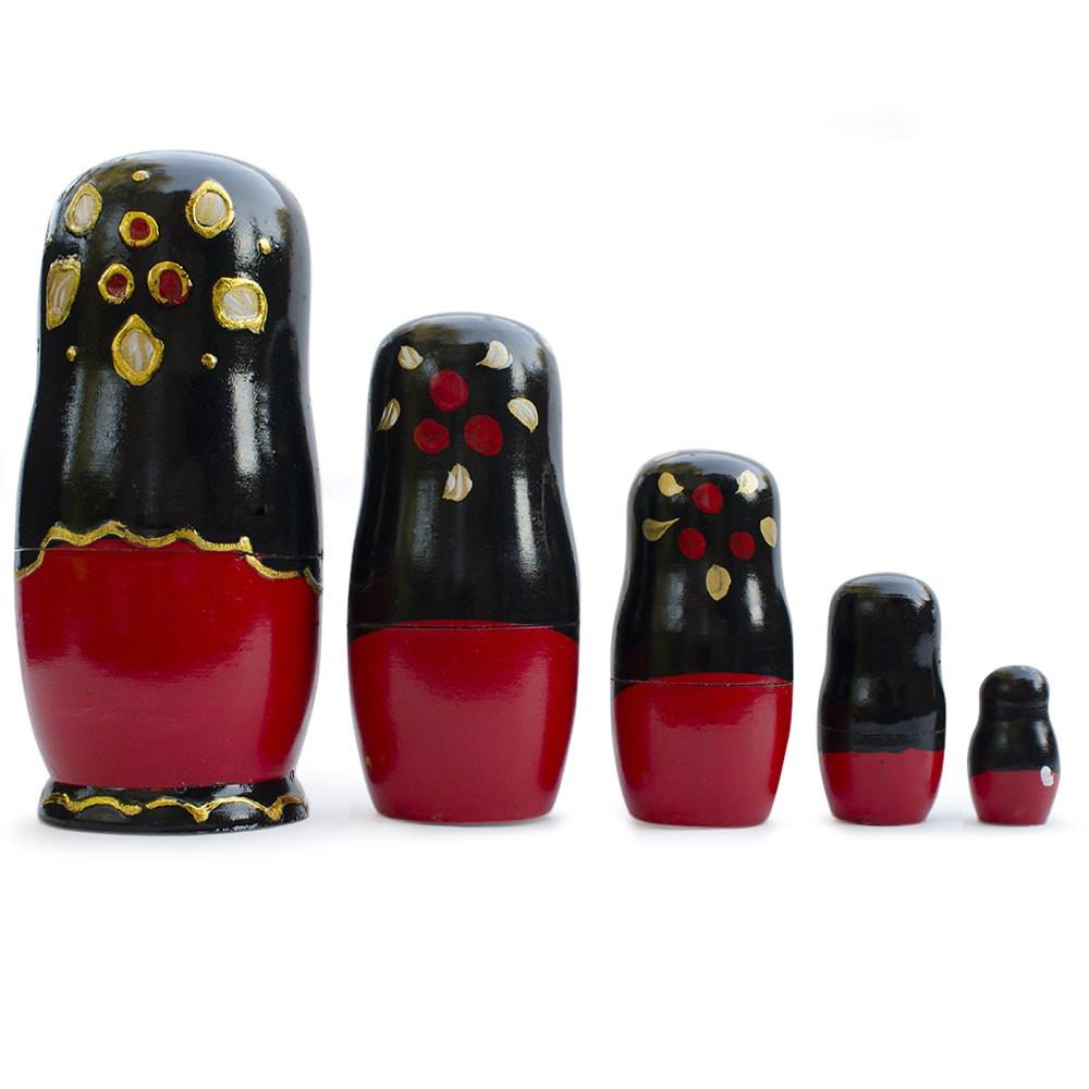 Set Of 5 Strawberries Nesting Dolls Matryoshka 6.5 Inches