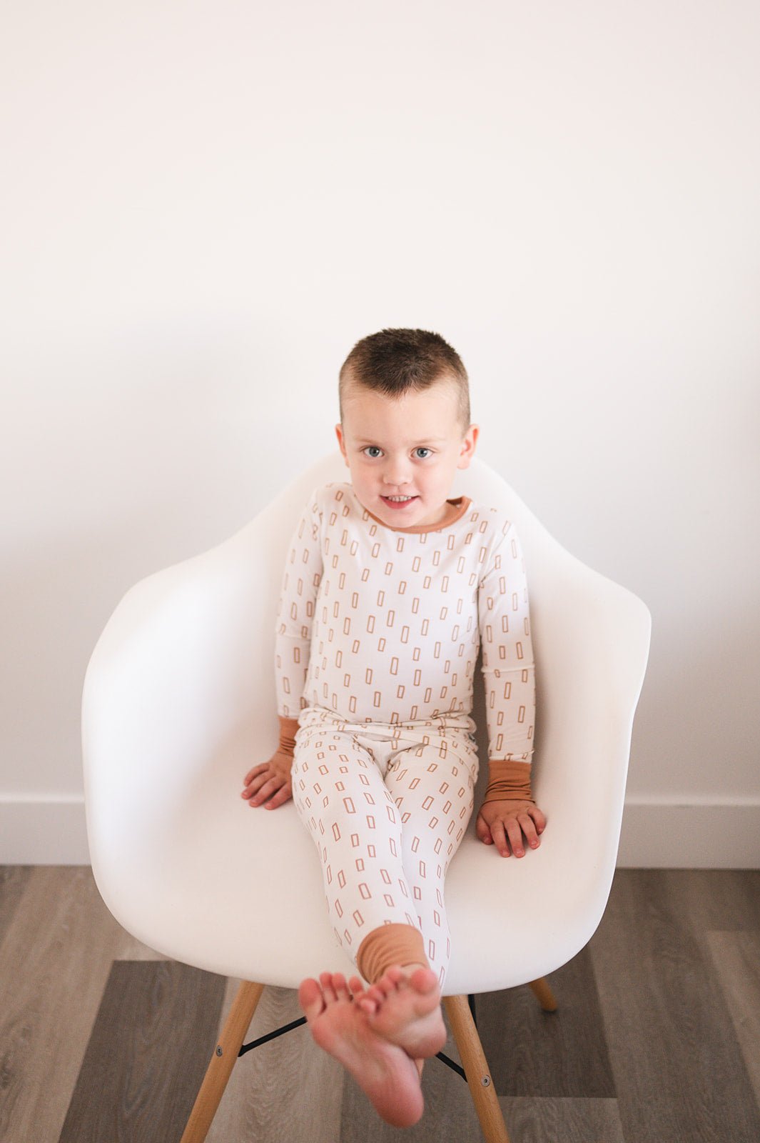 Two-piece Pajama Set - Neutral Rectangles