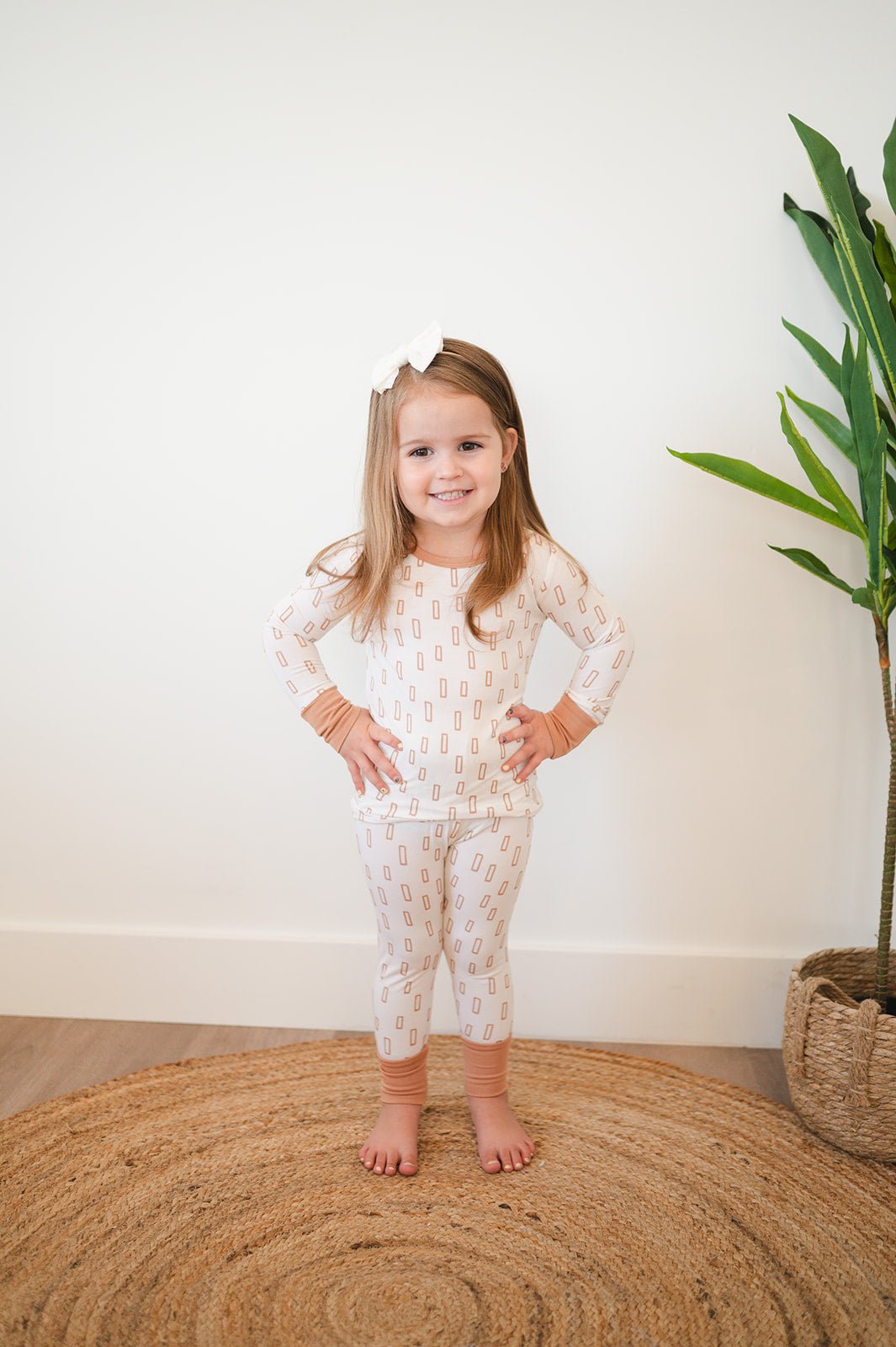 Two-piece Pajama Set - Neutral Rectangles