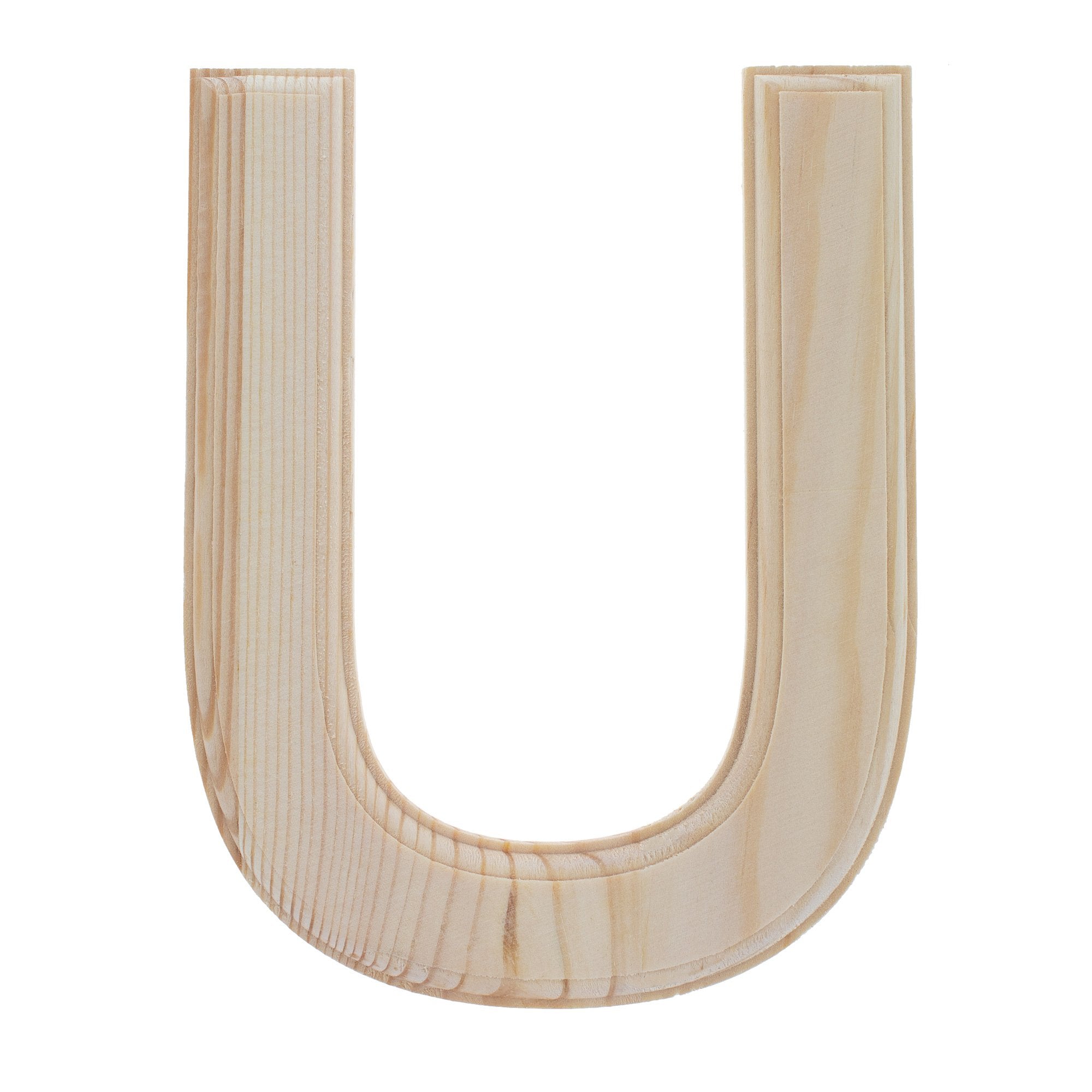 Unfinished Wooden Arial Font Letter U (6.25 Inches)